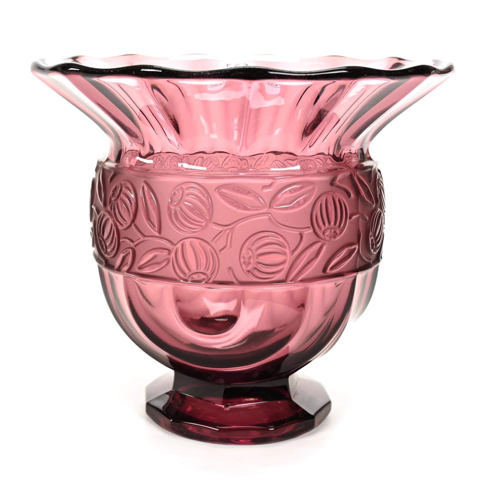 Pedestal Vase, Solid Amethyst Bohemian Art Glass (1 of 2)