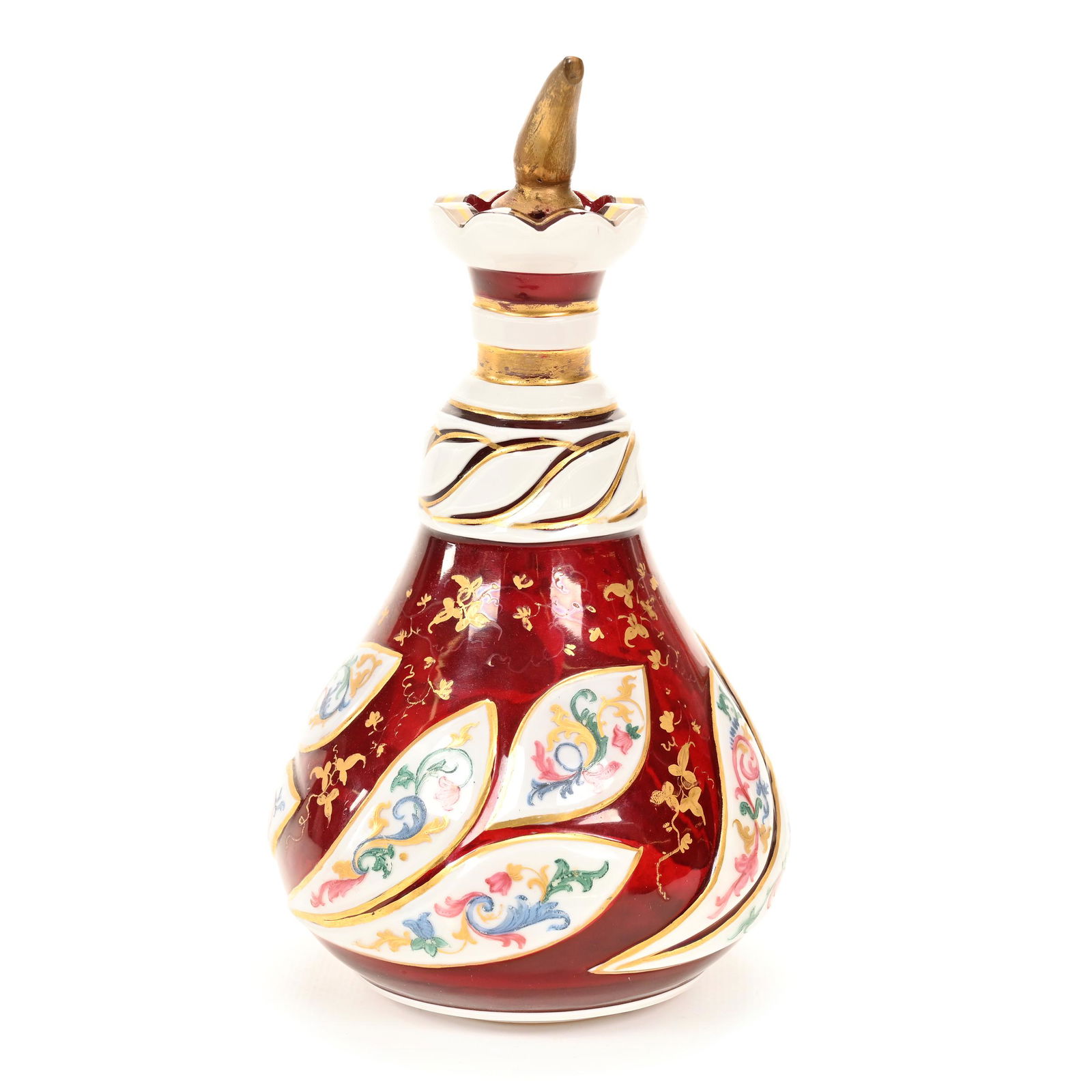 Cologne Bottle, Ruby Bohemian Art Glass (1 of 4)