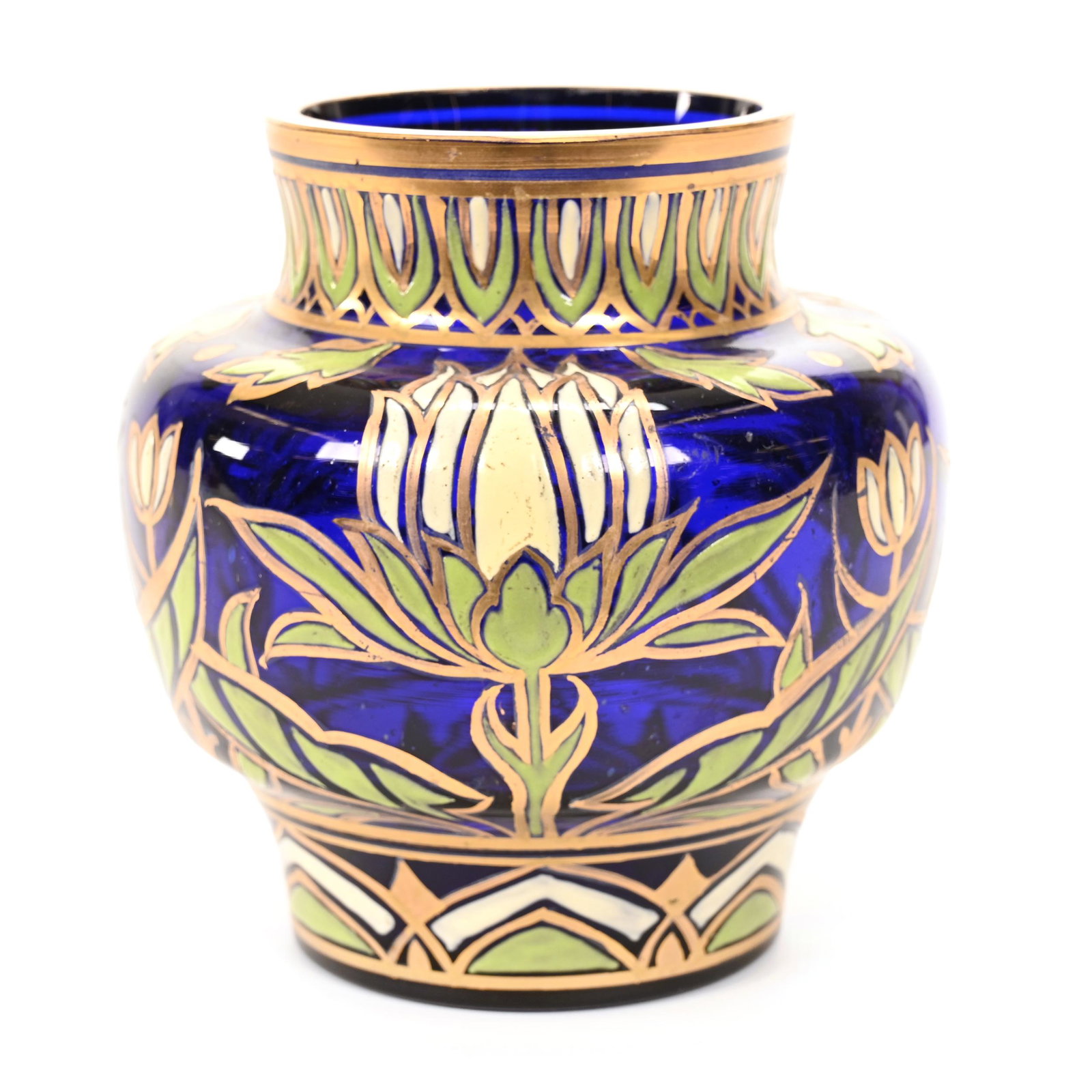 Vase, Cobalt Blue Bohemian Art Glass (1 of 3)