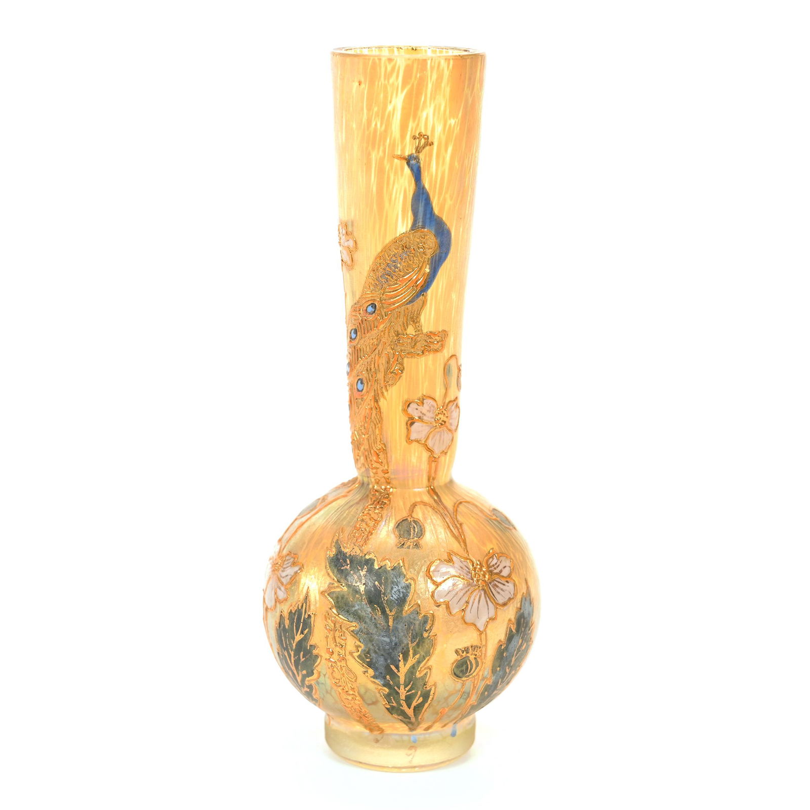 Vase, Gold Iridescent Bohemian Art Glass (1 of 3)