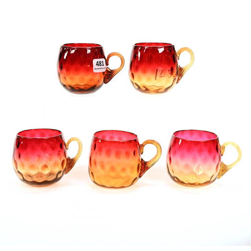 (5) Punch Cups, Amberina Art Glass