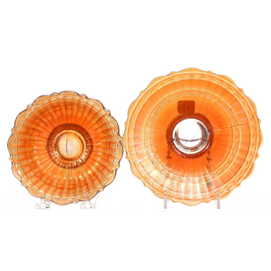 (2) Carnival Glass Items, Stippled Rays By Fenton (1 of 2)