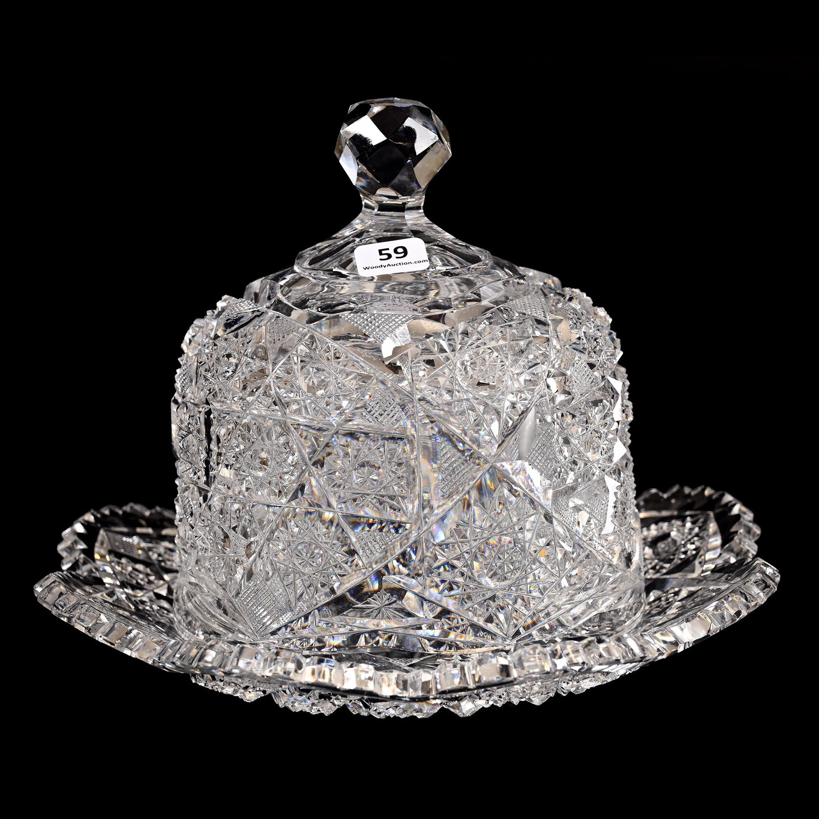 Covered Cheese Dish, American Brilliant Cut Glass (1 of 4)
