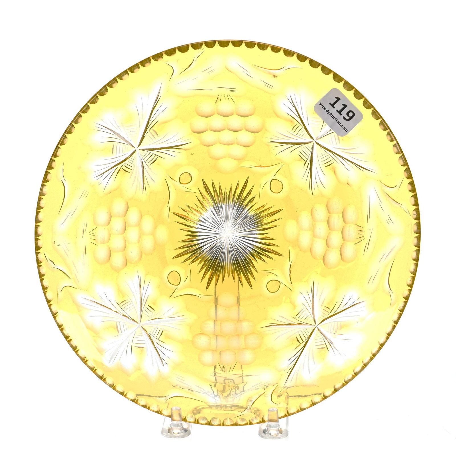 Plate, Brilliant Period Cut Glass, Yellow Cut To Clear (1 of 2)