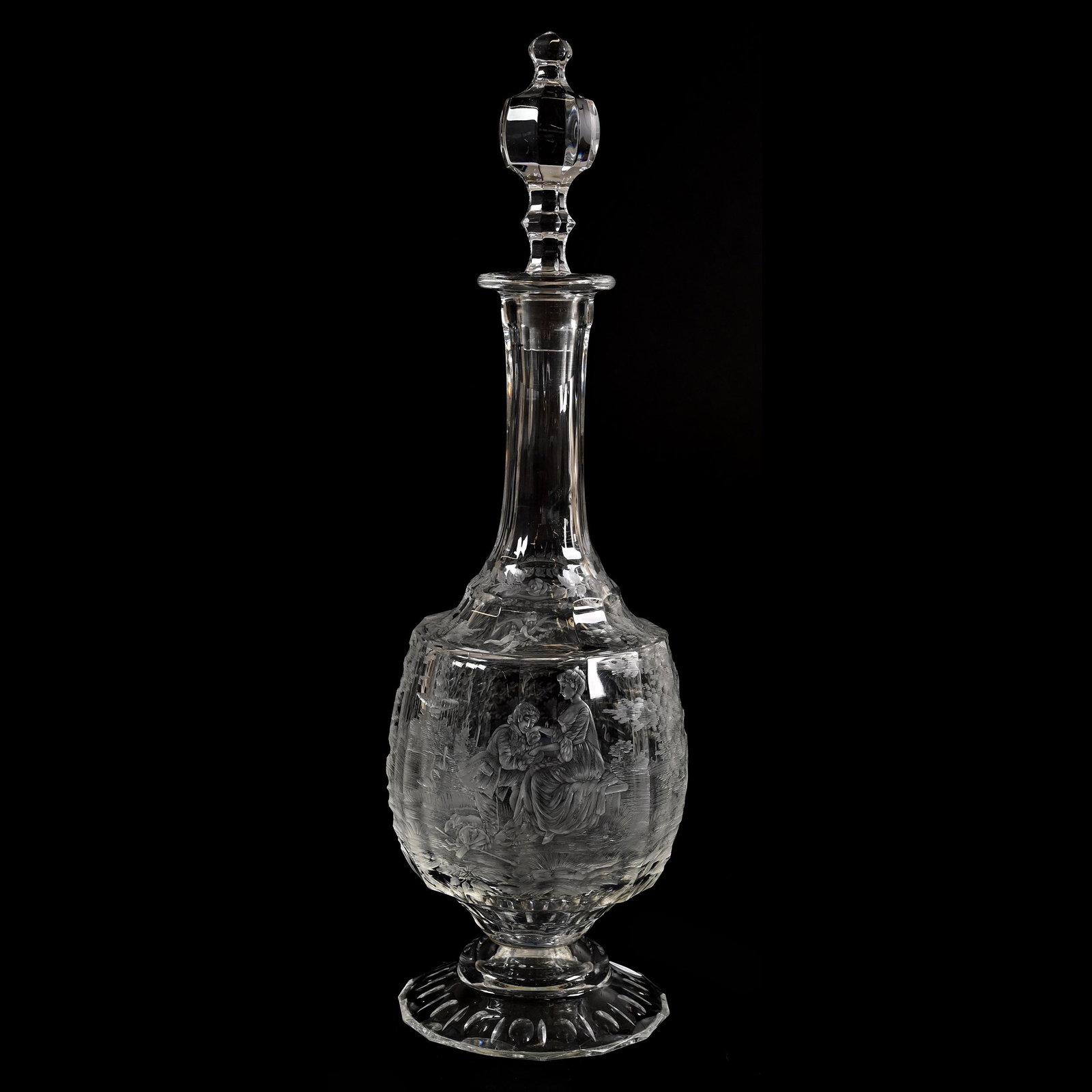 Pedestal Decanter, BPCG, Moser Cut & Engraved (1 of 4)