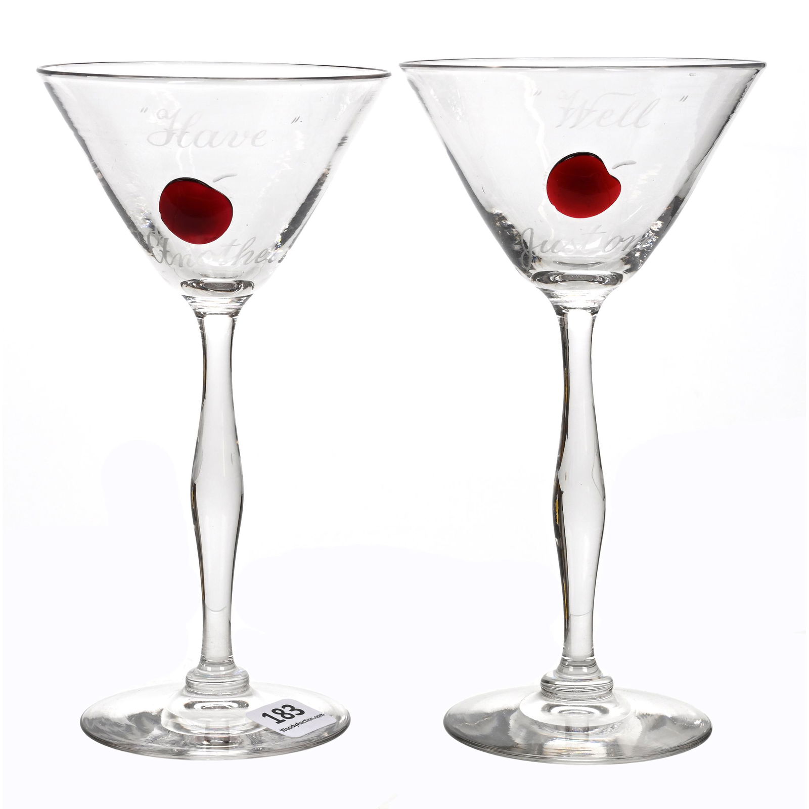 Pair Cocktail Stems, Brilliant Period Cut Glass (1 of 5)