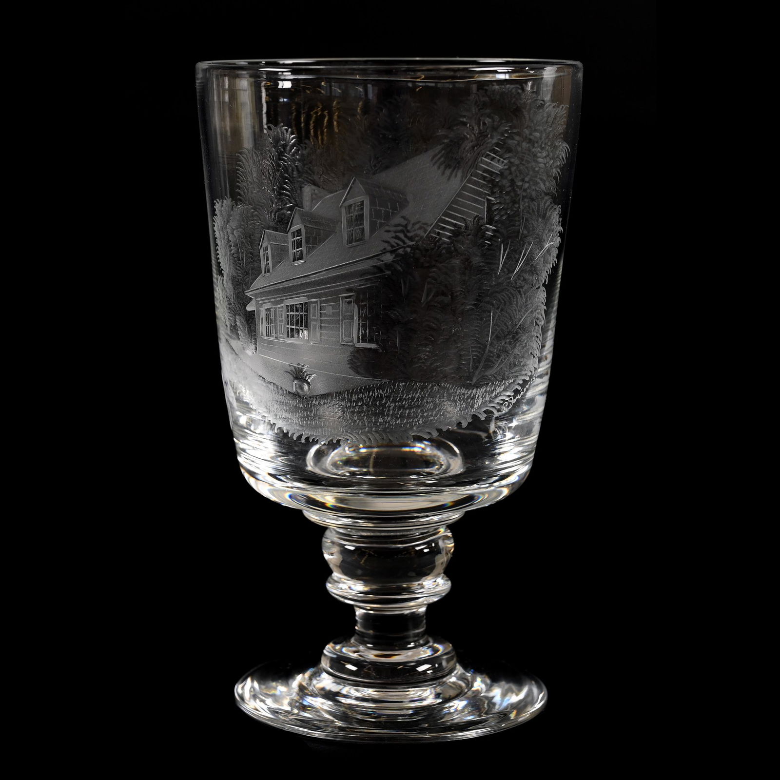 Goblet, Cut Glass, Incredibly Fine Detailed Engraving (1 of 4)