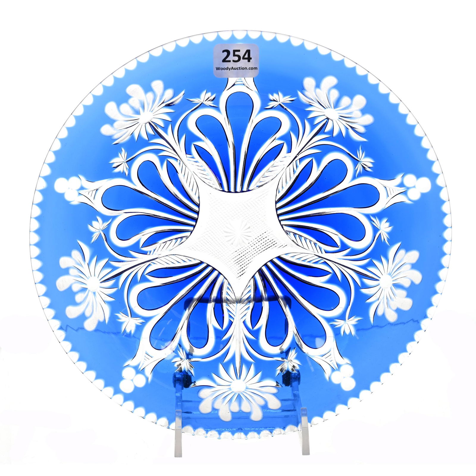 Plate, Brilliant Period Cut Glass, Blue Cut To Clear (1 of 2)