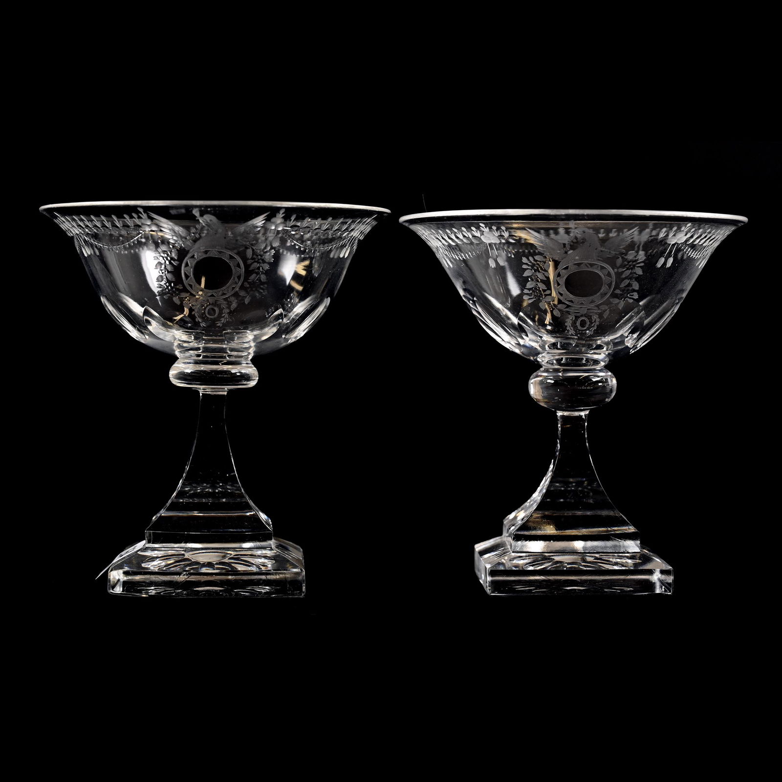 Pair Steuben Champagne/Tall Sherbet Stems, ABCG (1 of 3)