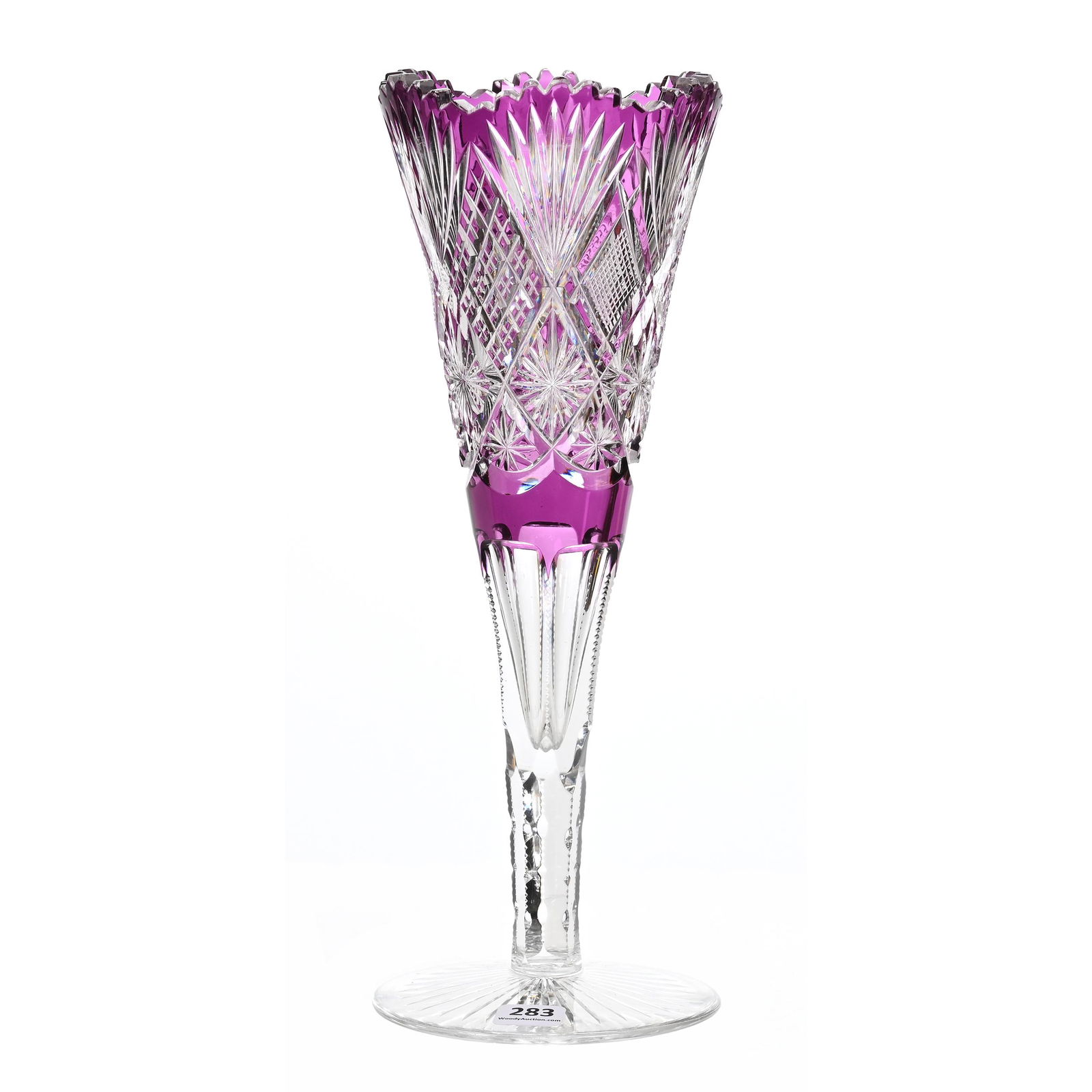 Trumpet Vase, BPCG, Amethyst Cut To Clear (1 of 3)