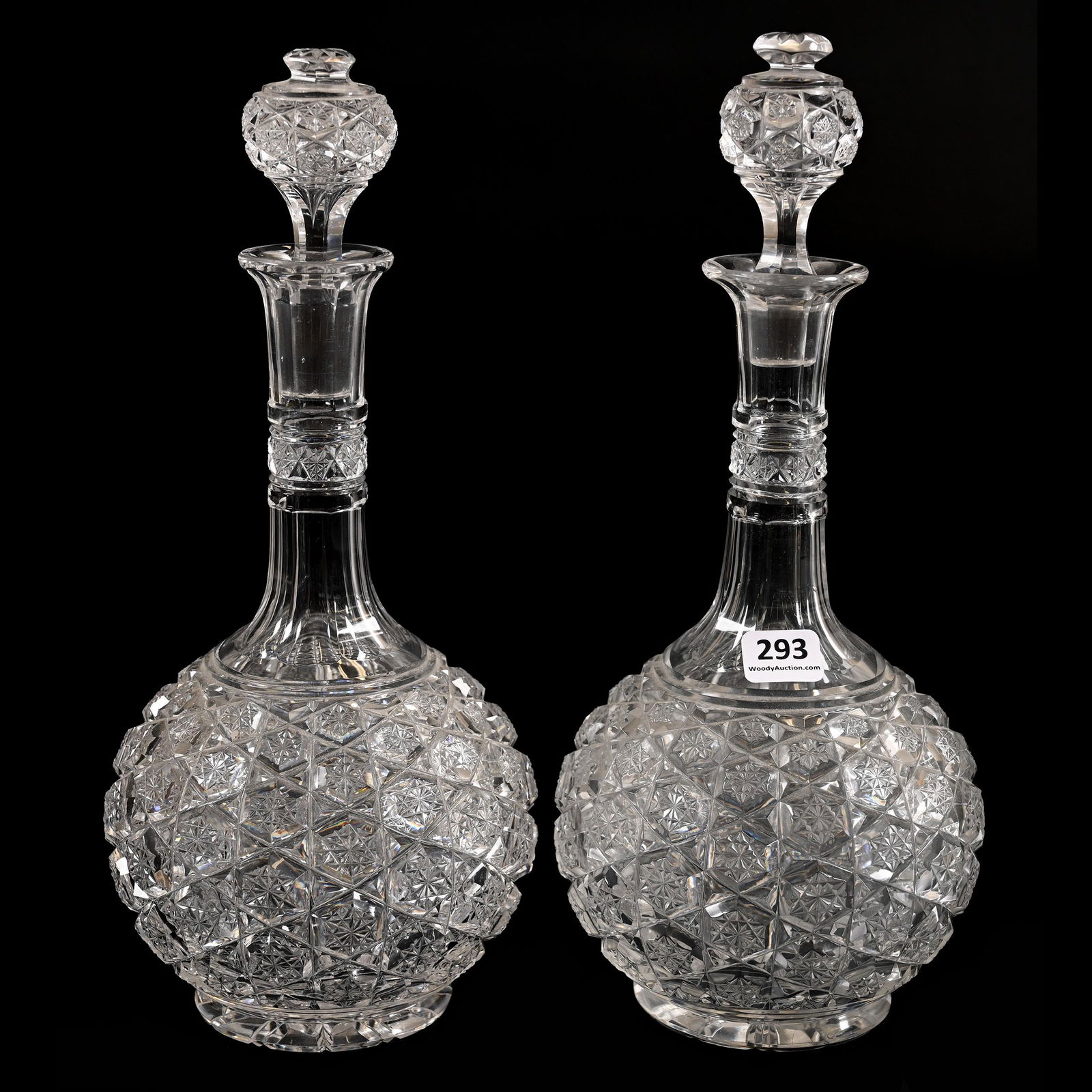 Pair Decanters, Brilliant Period Cut Glass (1 of 4)