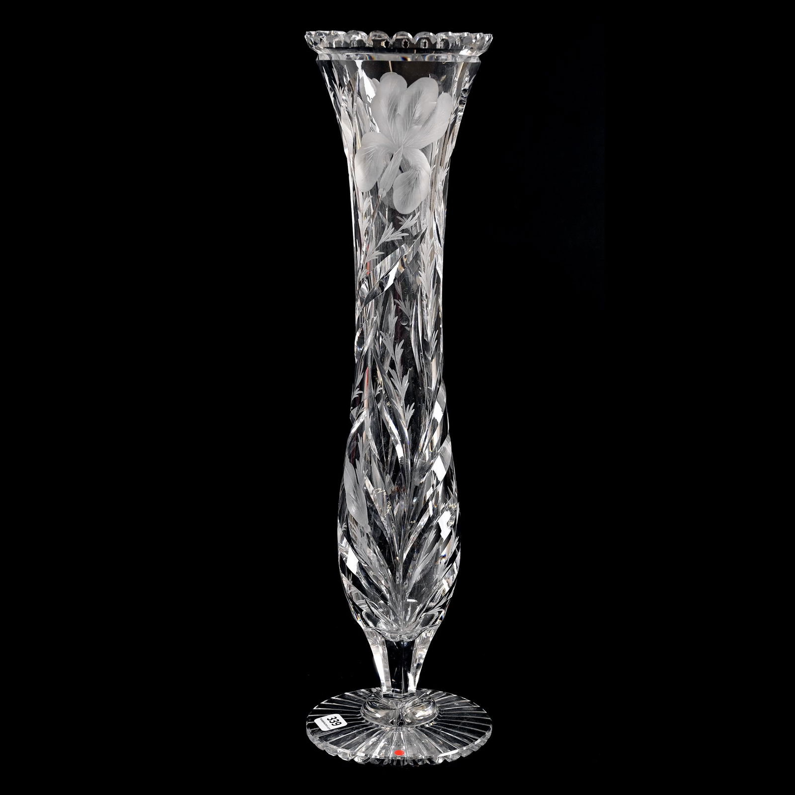 Pedestal Vase, ABCG, Signed Hawkes Gravic Glass (1 of 4)