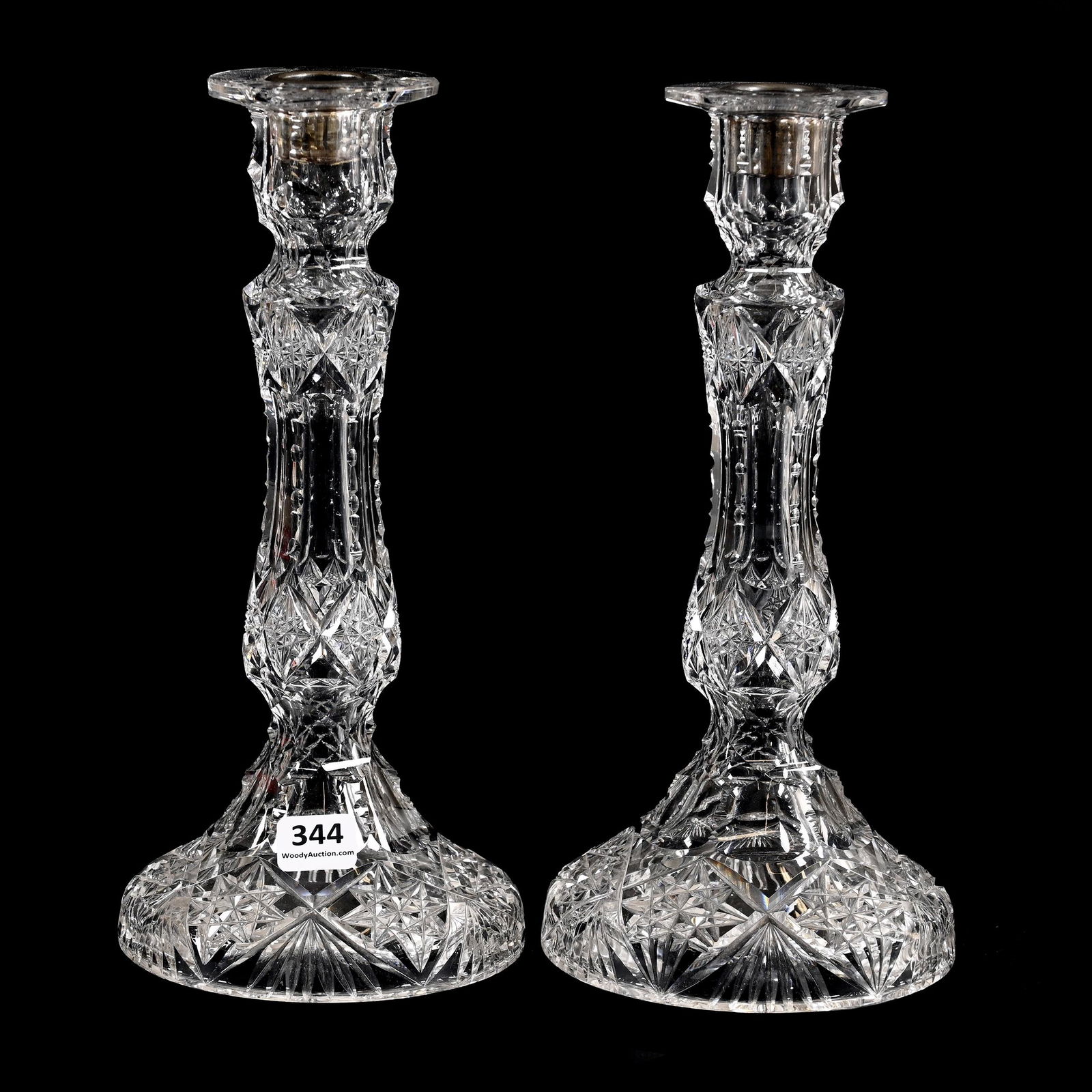Pair Candlesticks, American Brilliant Cut Glass (1 of 4)