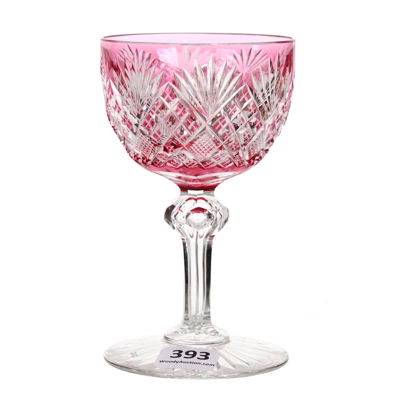 Wine Stem, ABCG, Cranberry Cut To Clear: Wine Stem, ABCG, Cranberry Cut To Clear, 4.75" x 2.75", Pattern #256 By Dorflinger, Ray Cut Foot, Dennis R. Lemon Collection.