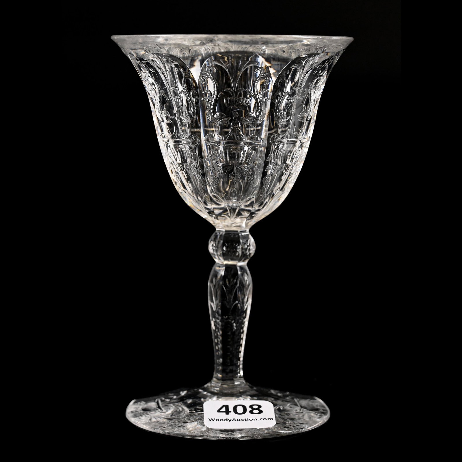 Wine Stem, ABCG, Diamond Jim Brady Pattern: Wine Stem, ABCG, Diamond Jim Brady Pattern, 4.75" x 3", Attributed To J. Hoare, Fantastic Quality, Dennis R. Lemon Collection.