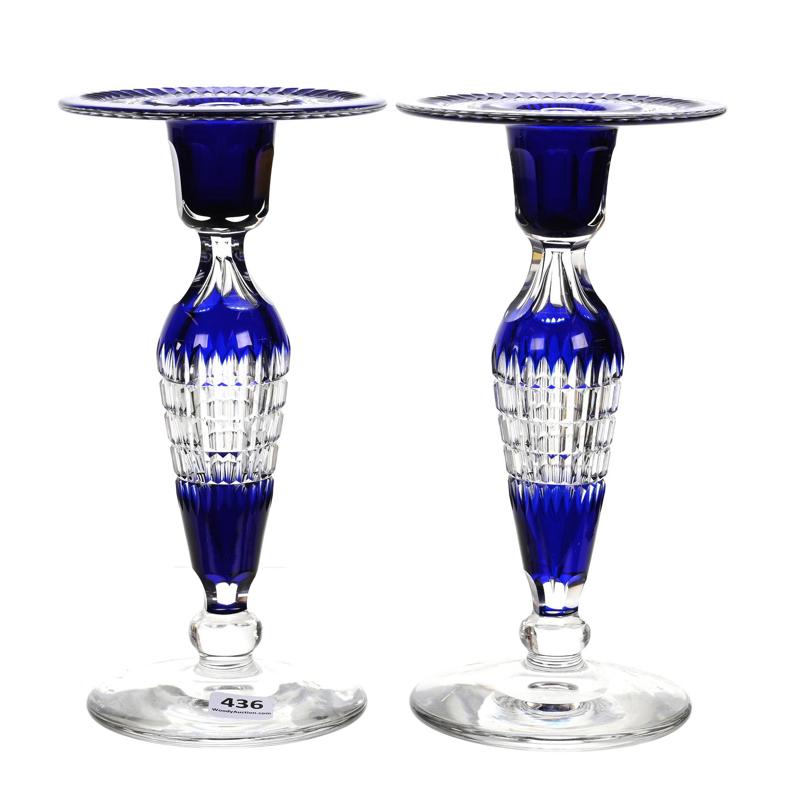 Pair Candlesticks, BPCG, Blue Cut To Clear (1 of 3)