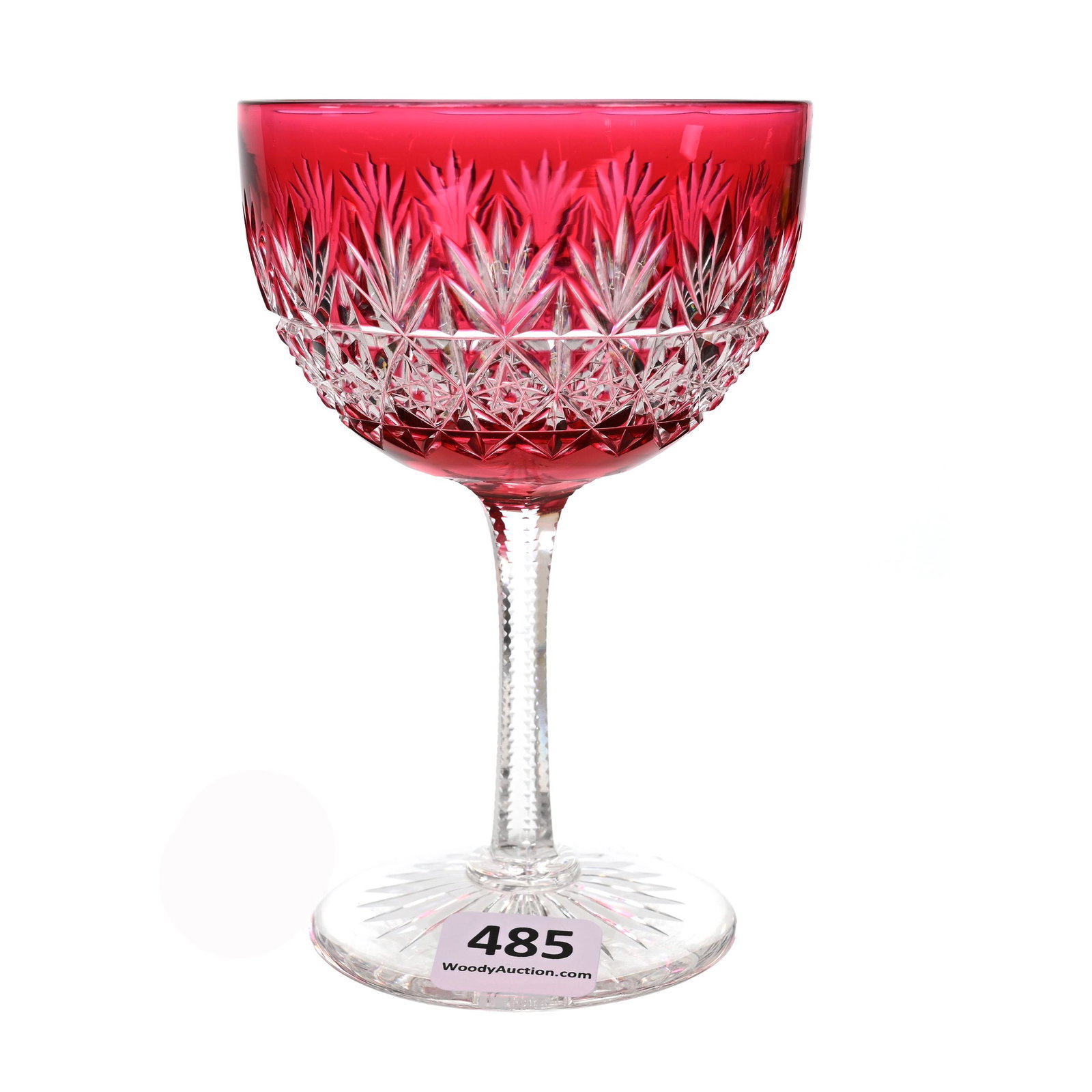 Wine Stem, BPCG, Red Cut To Clear: Wine Stem, BPCG, Red Cut To Clear, 4.5" x 3", Wellington Pattern By Webb, Ray Cut Foot, Dennis R. Lemon Collection.