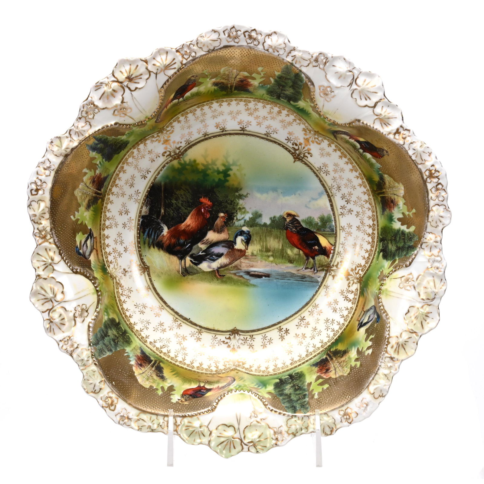 Bowl Marked R.S. Prussia, Farmyard & Pheasant Decor (1 of 2)