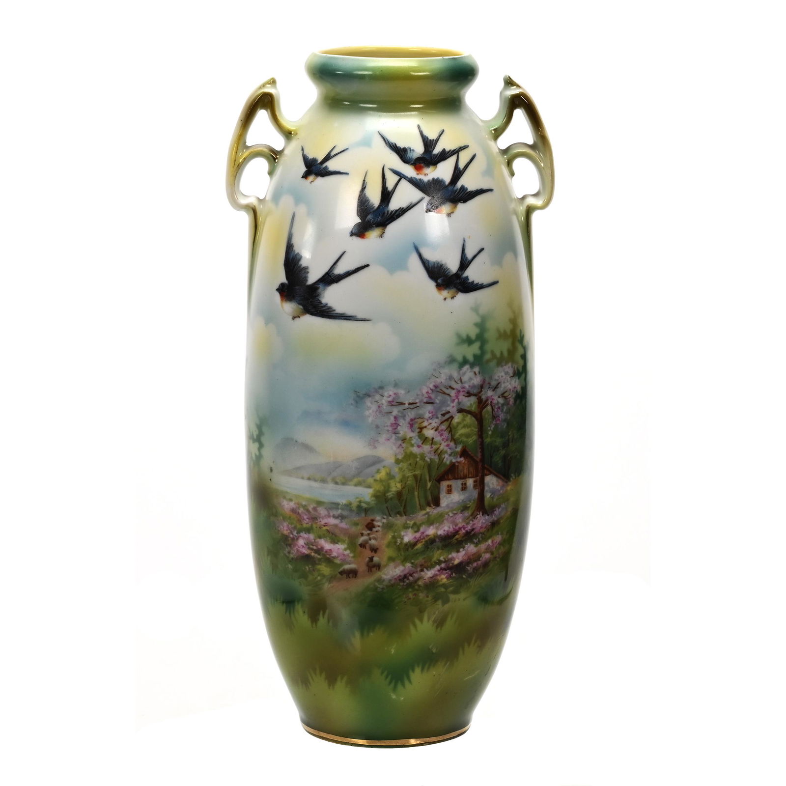 Vase Marked R.S. Prussia Bluebird & Sheepherder Decor (1 of 3)