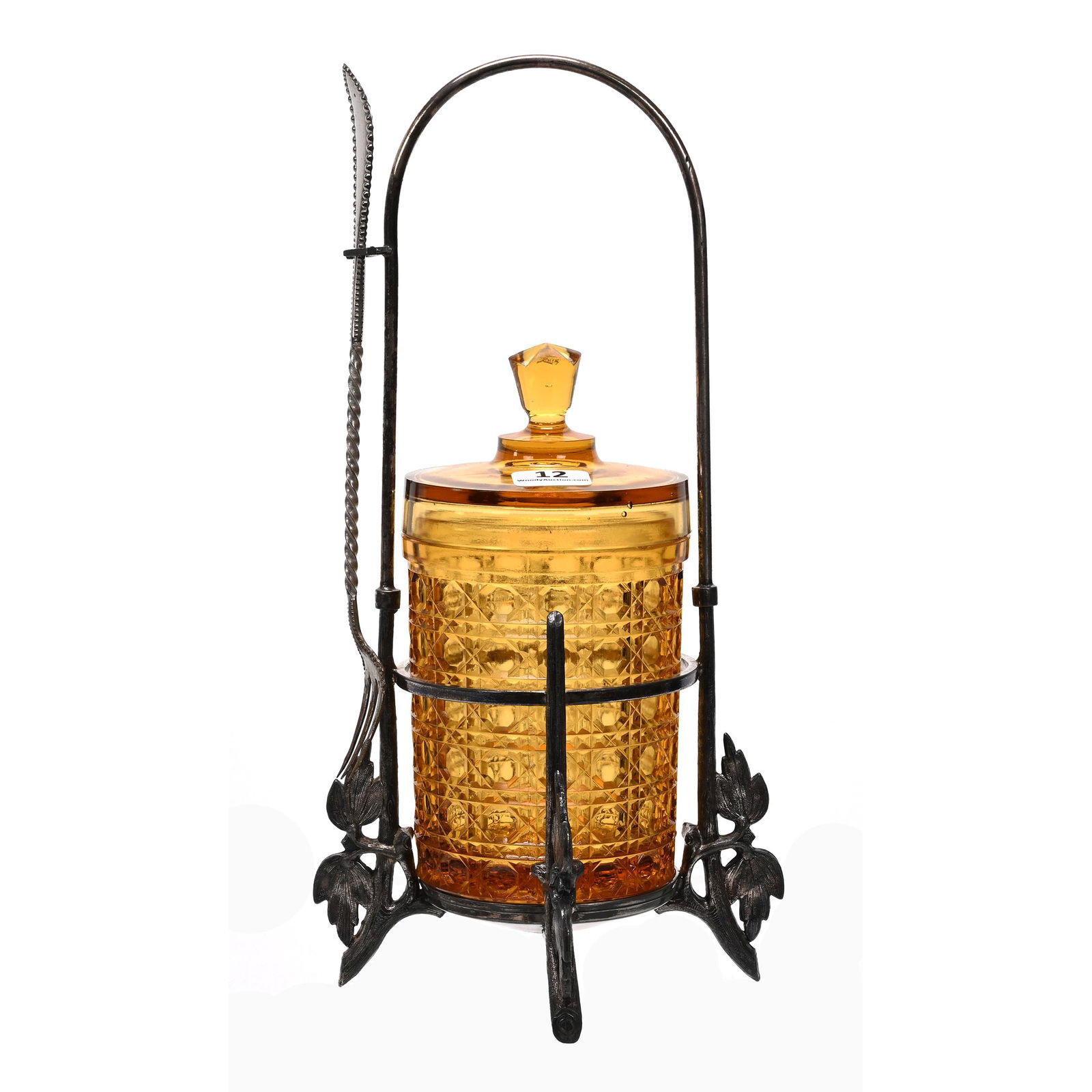 Victorian Pickle Castor, Amber Pattern Glass Insert (1 of 6)