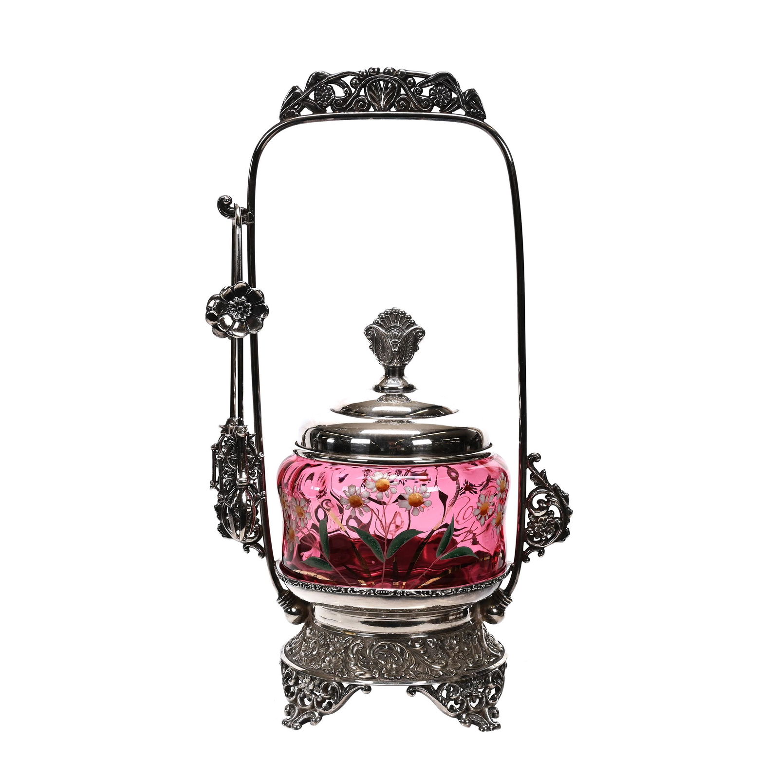 Victorian Pickle Castor, Cranberry Coinspot Insert (1 of 4)