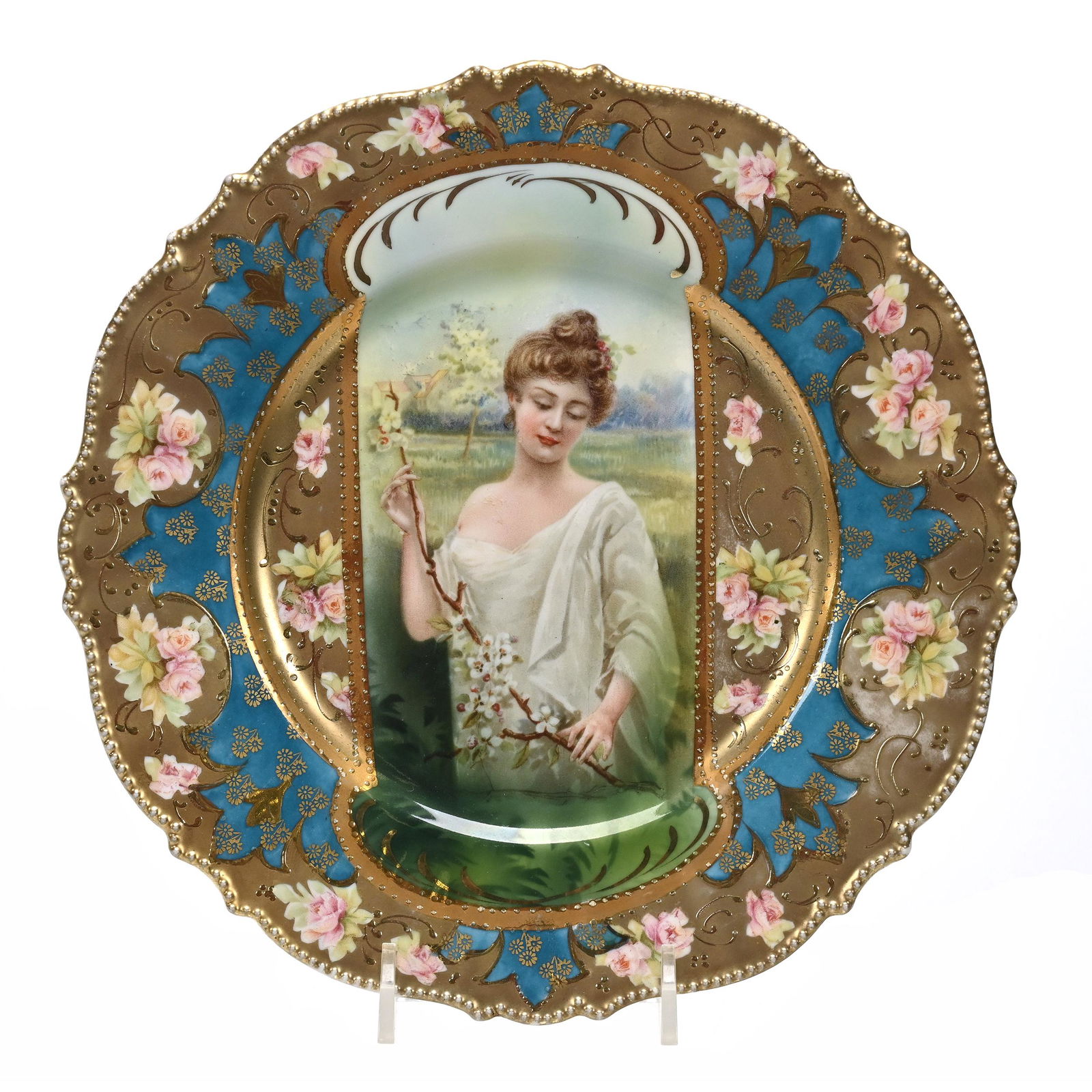 Plate Marked R.S. Prussia Mold 343, Keyhole Seasons (1 of 2)