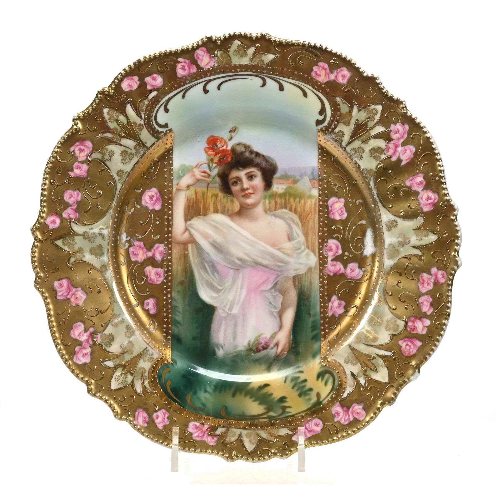 Plate Marked R.S. Prussia Mold 343, Keyhole Seasons (1 of 3)