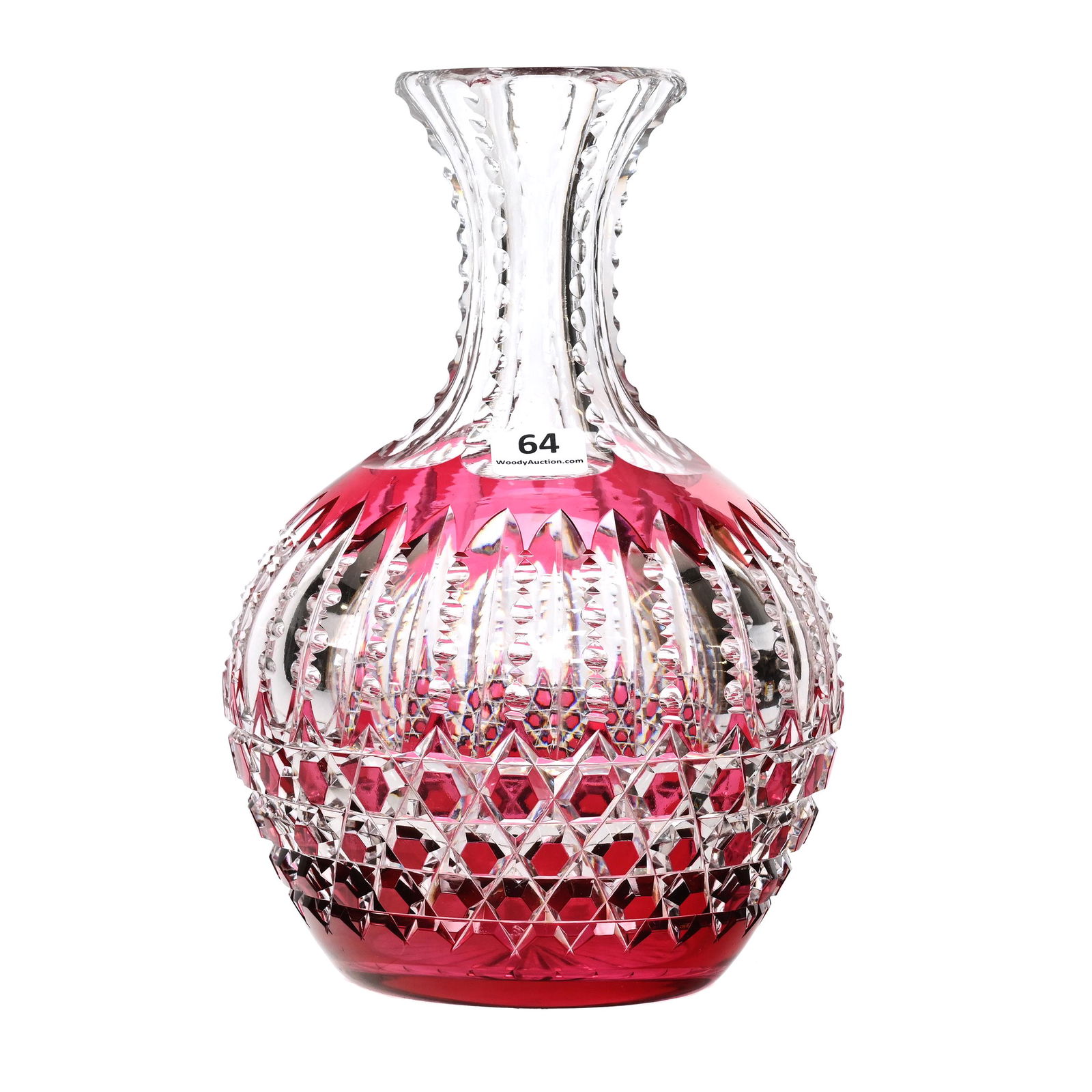 Water Carafe, American Brilliant Cut Glass, Red Cut To (1 of 4)