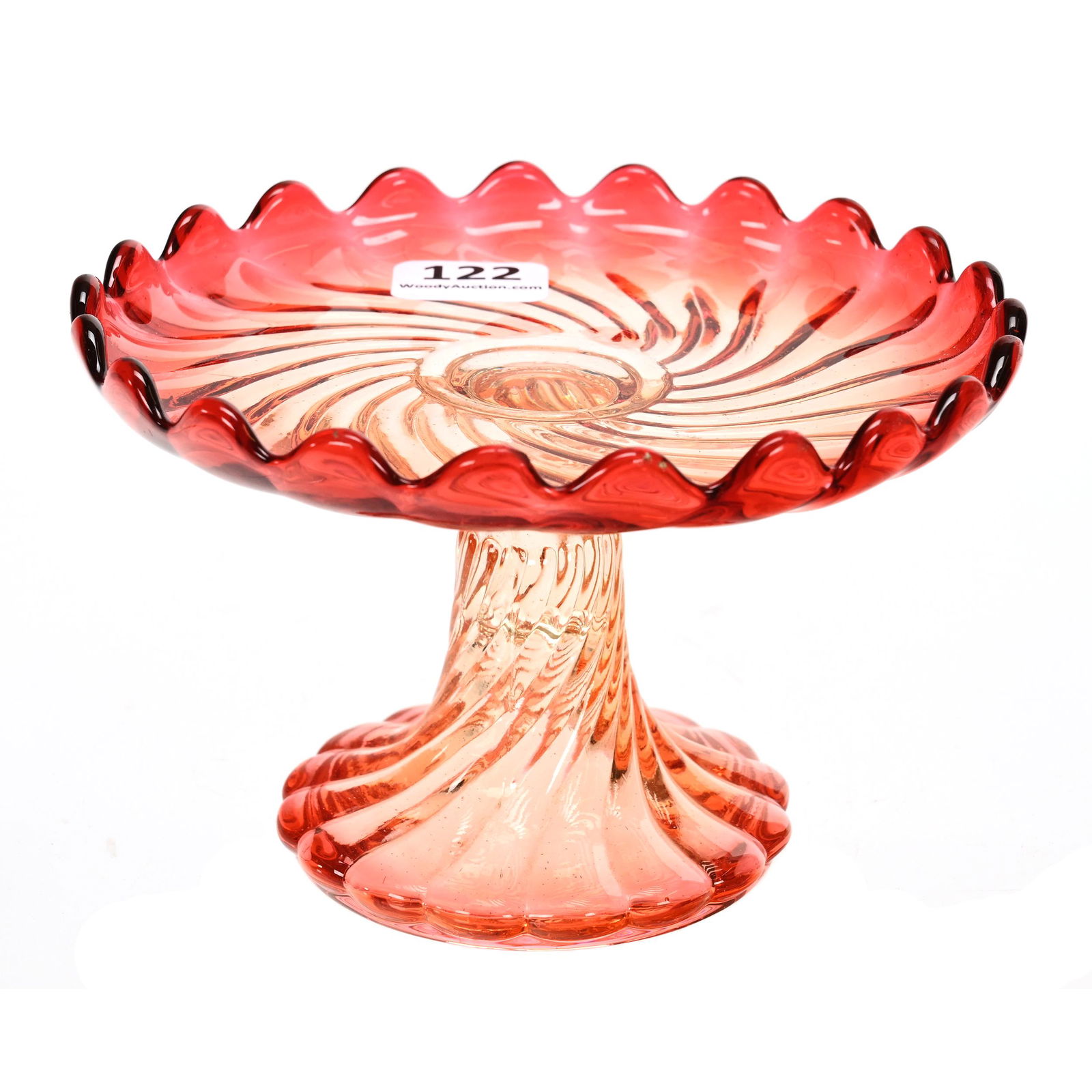 Compote, Unmarked Baccarat Rose Tiente Swirl (1 of 3)