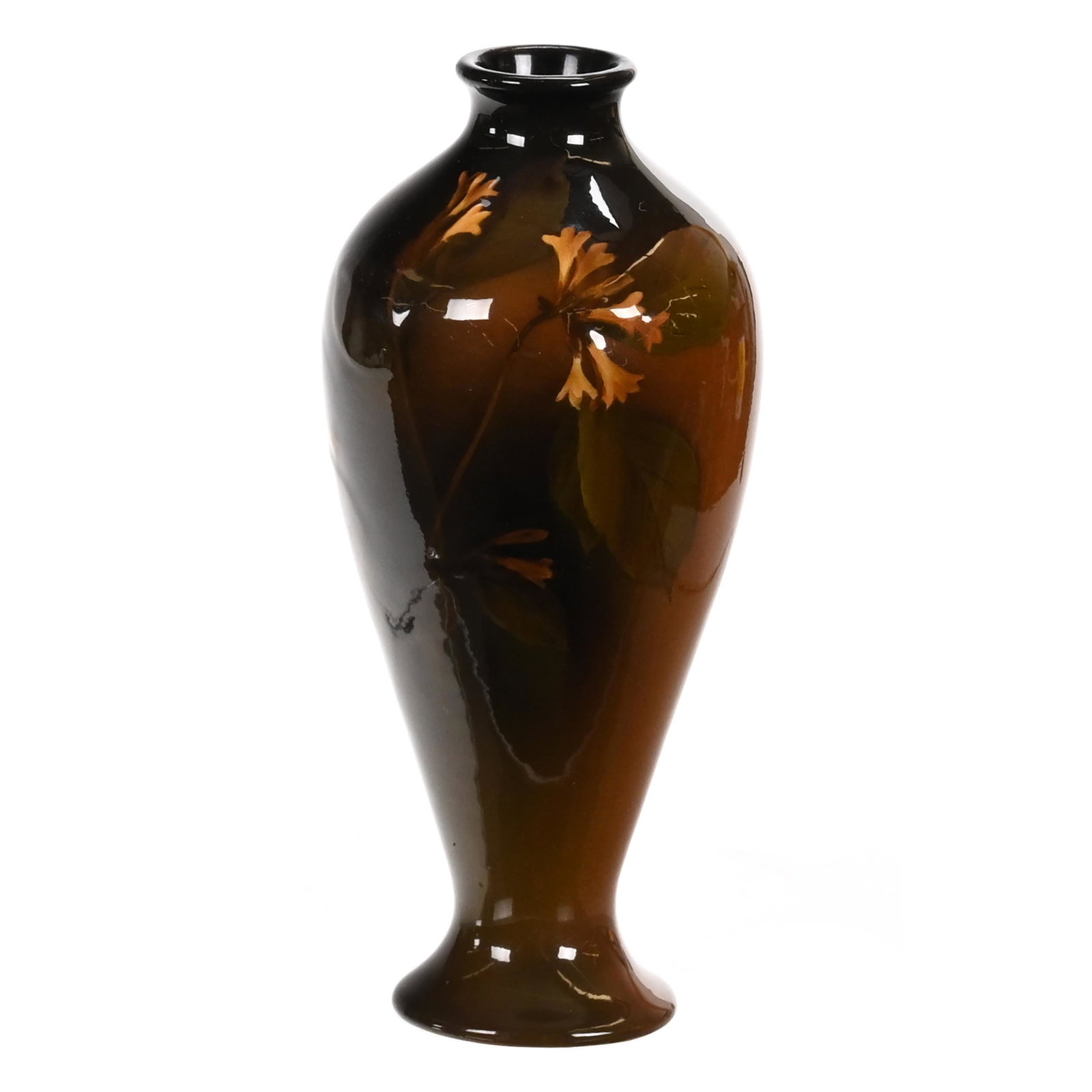 Vase Marked Rookwood #842C Art Pottery: Vase Marked Rookwood #842C Art Pottery, 7" x 3", Dated 1897, Brown Tones With Floral Decor, Artist Marked "LNL" (Elizabeth Lincoln), The David & Marlene Howard Collection.