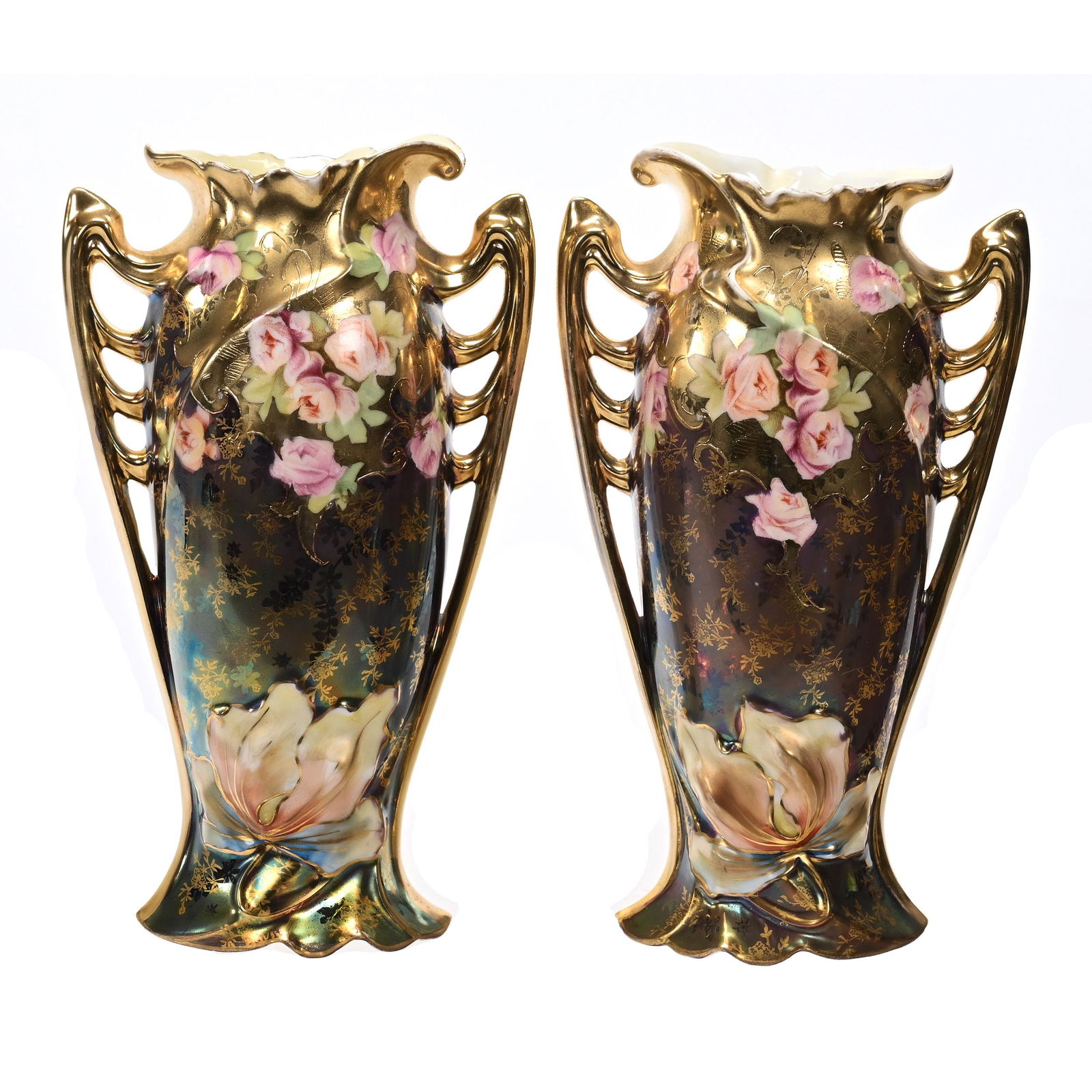 Pair Vases Marked Royal Vienna, Two Handles (1 of 4)