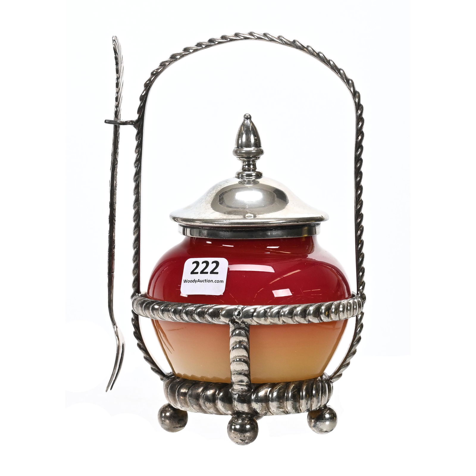 Victorian Pickle Castor, Wheeling Peachblow Insert (1 of 5)