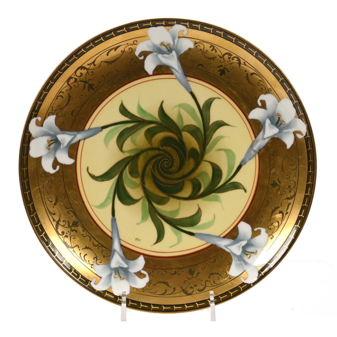 Plate Marked Pickard, Easter Lily Pattern (1 of 3)