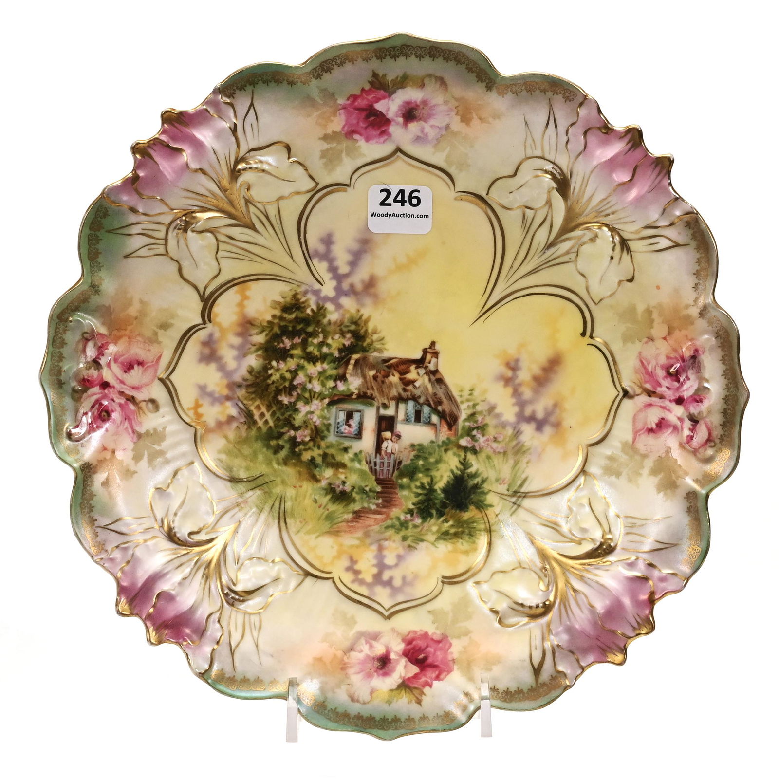 Plate Marked R.S. Prussia, Iris Mold, Cottage (1 of 2)