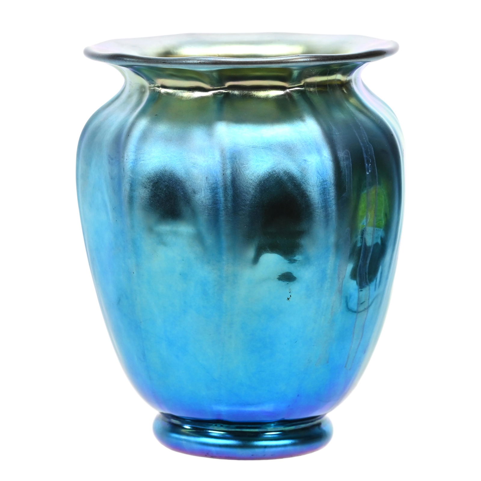 Vase Marked Steuben Art Glass, Blue Aurene (1 of 4)