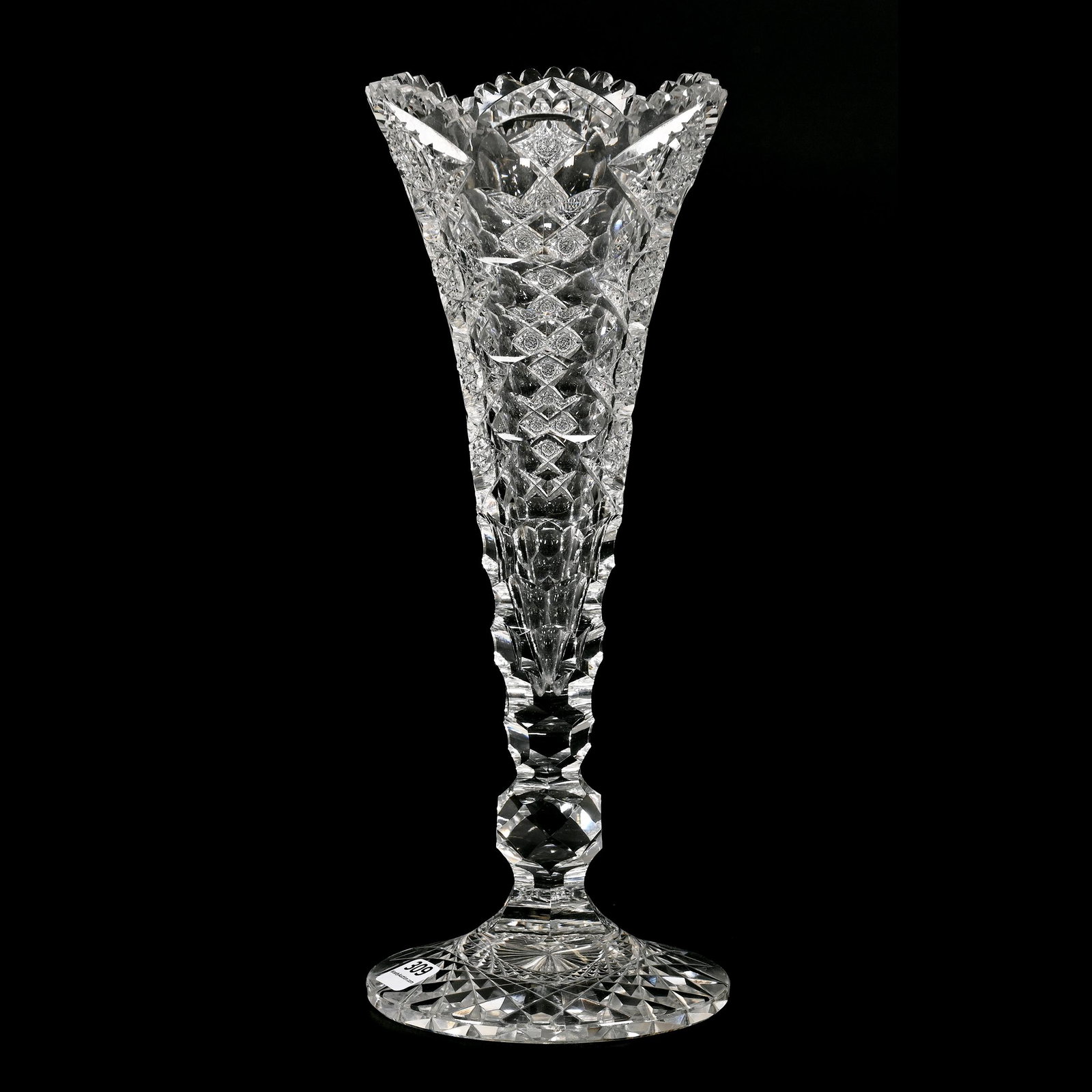 Trumpet Vase, ABCG, Signed Hawkes Queens Pattern (1 of 3)