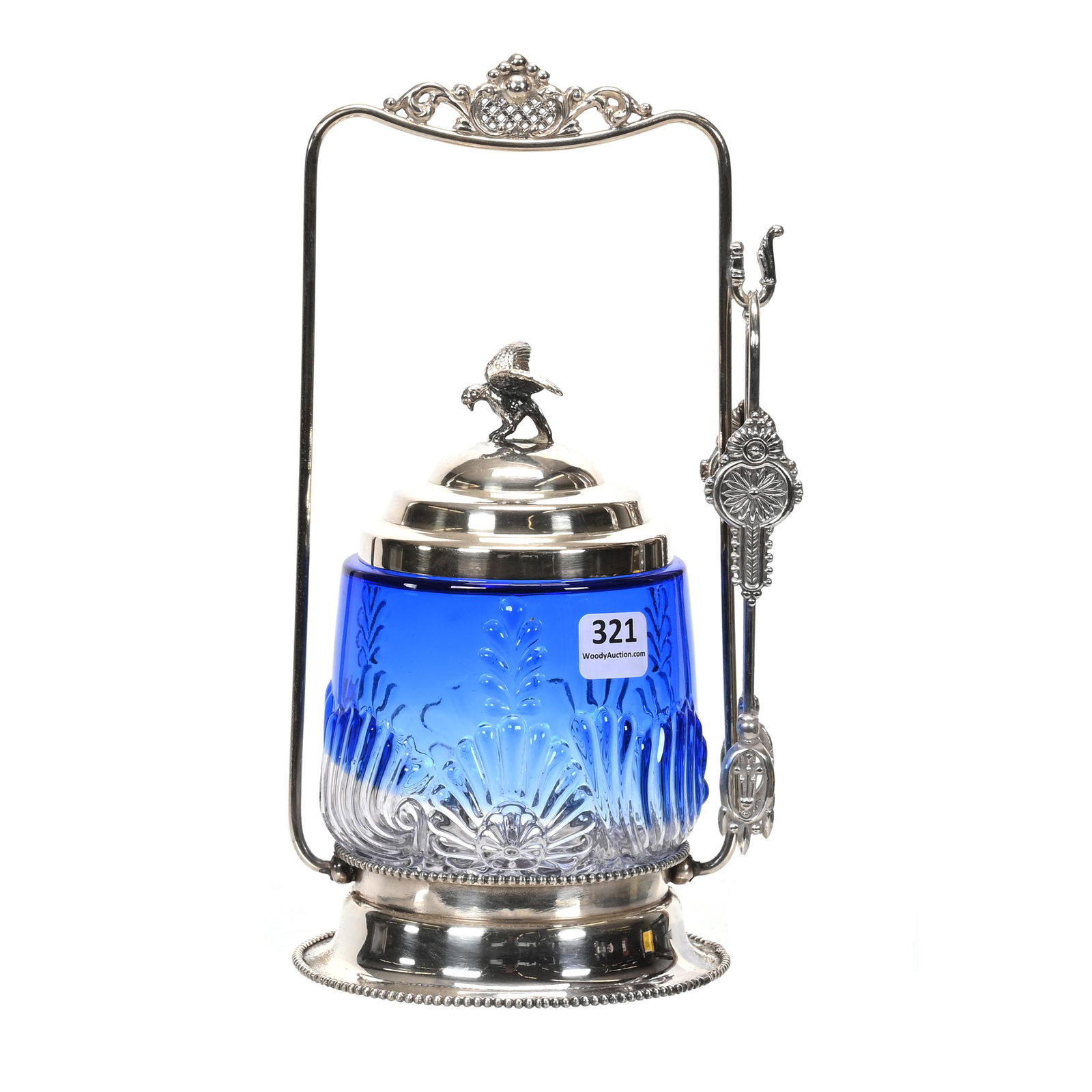 Victorian Pickle Castor, Blue Shaded To Clear Insert (1 of 4)