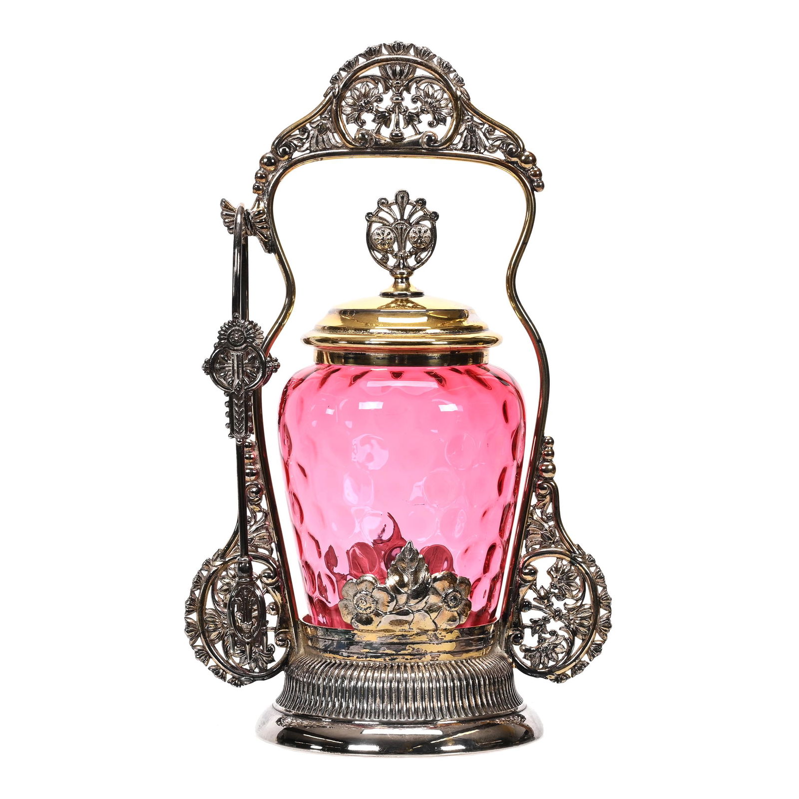 Victorian Pickle Castor, Cranberry Art Glass Insert (1 of 4)