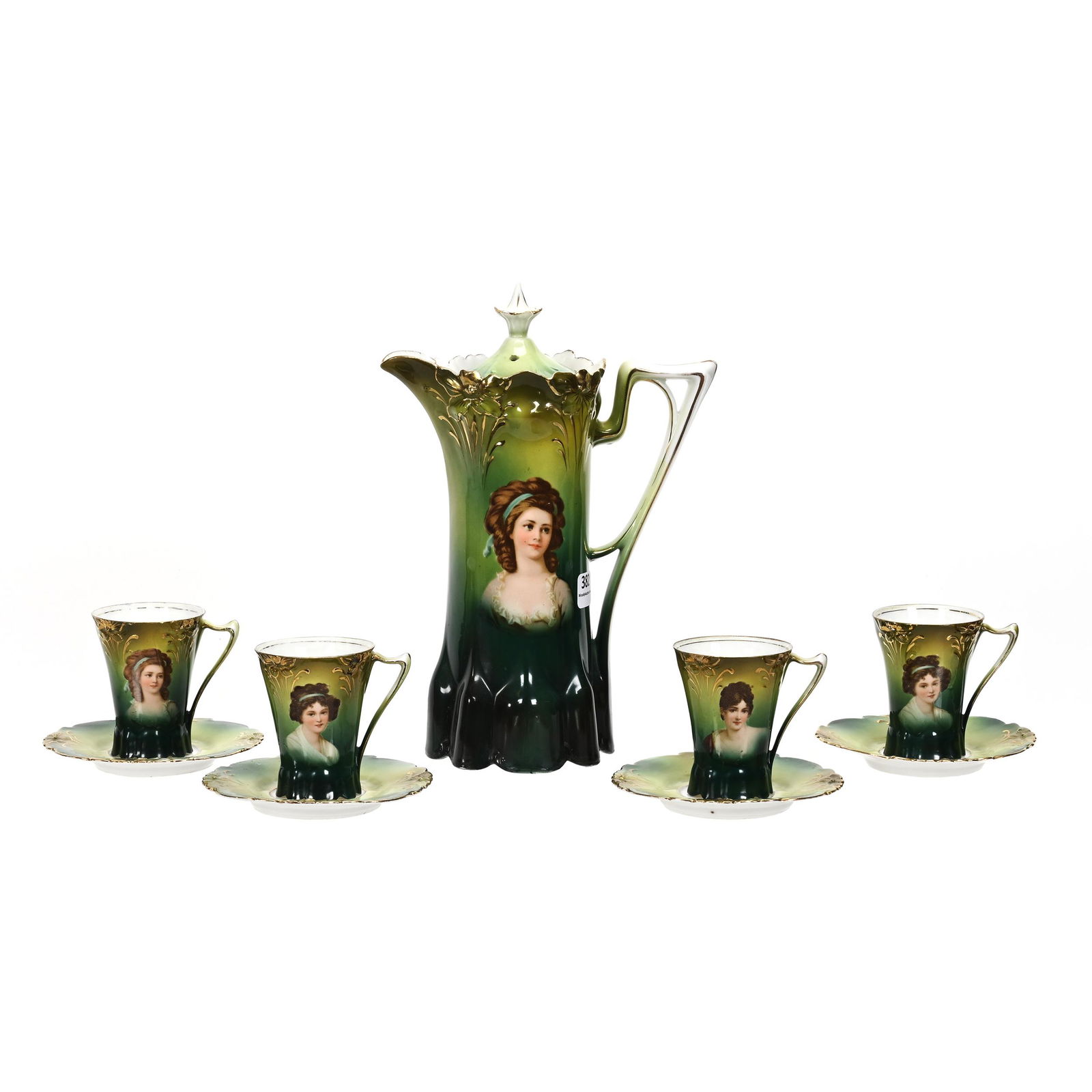 Chocolate Set, Unmarked R.S. Prussia, Lily Mold (1 of 3)