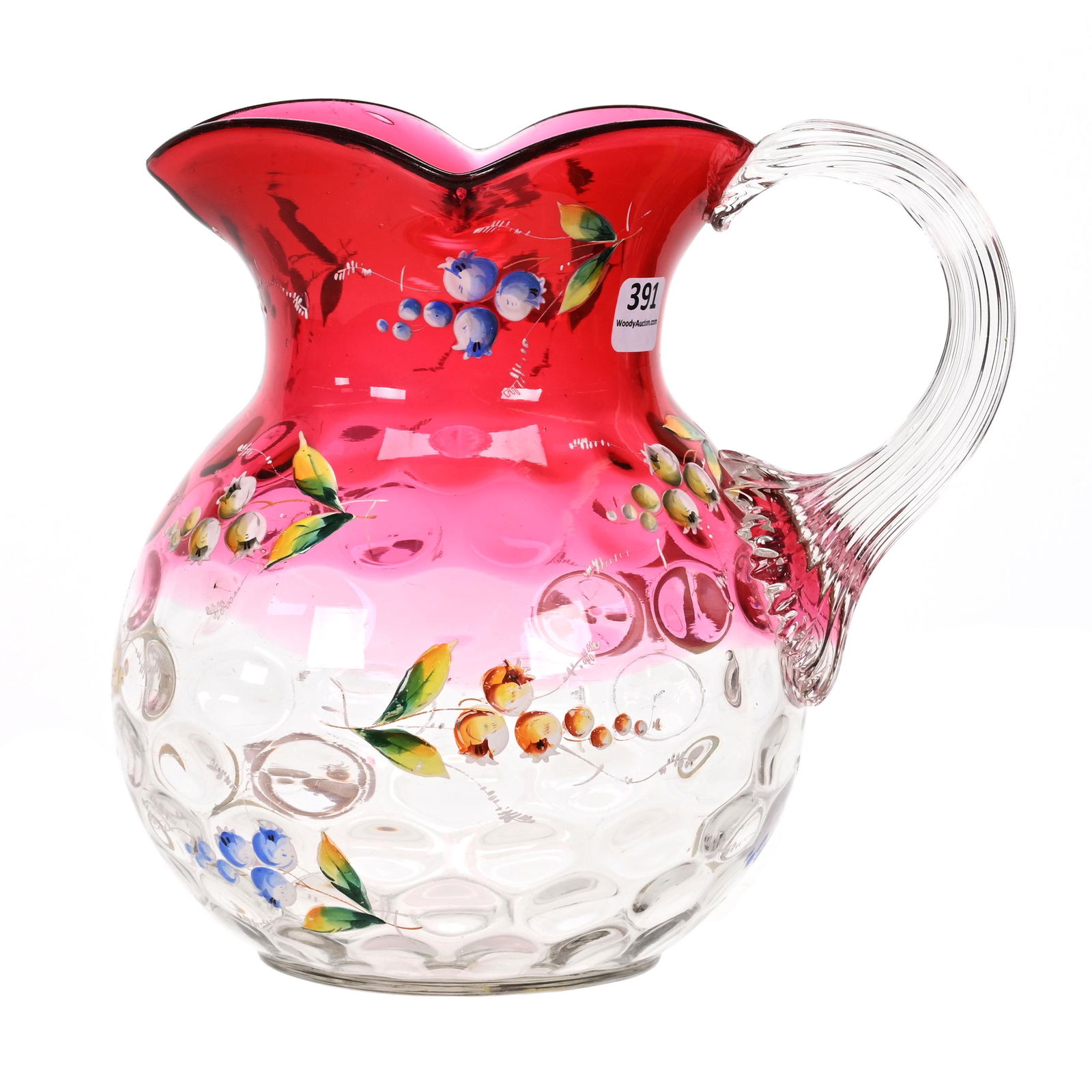 Water Pitcher, Rubina Coinspot Art Glass (1 of 3)