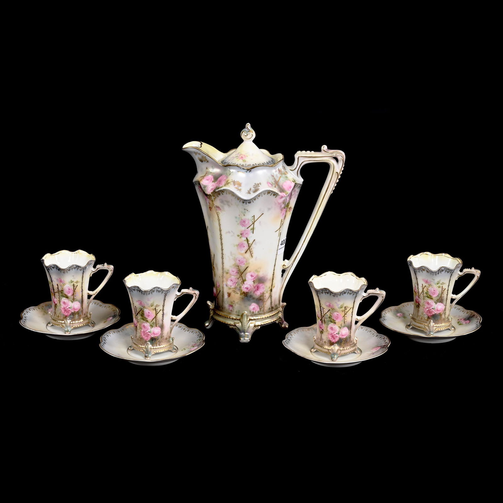 Chocolate Set Marked R.S. Prussia, Footed (1 of 3)