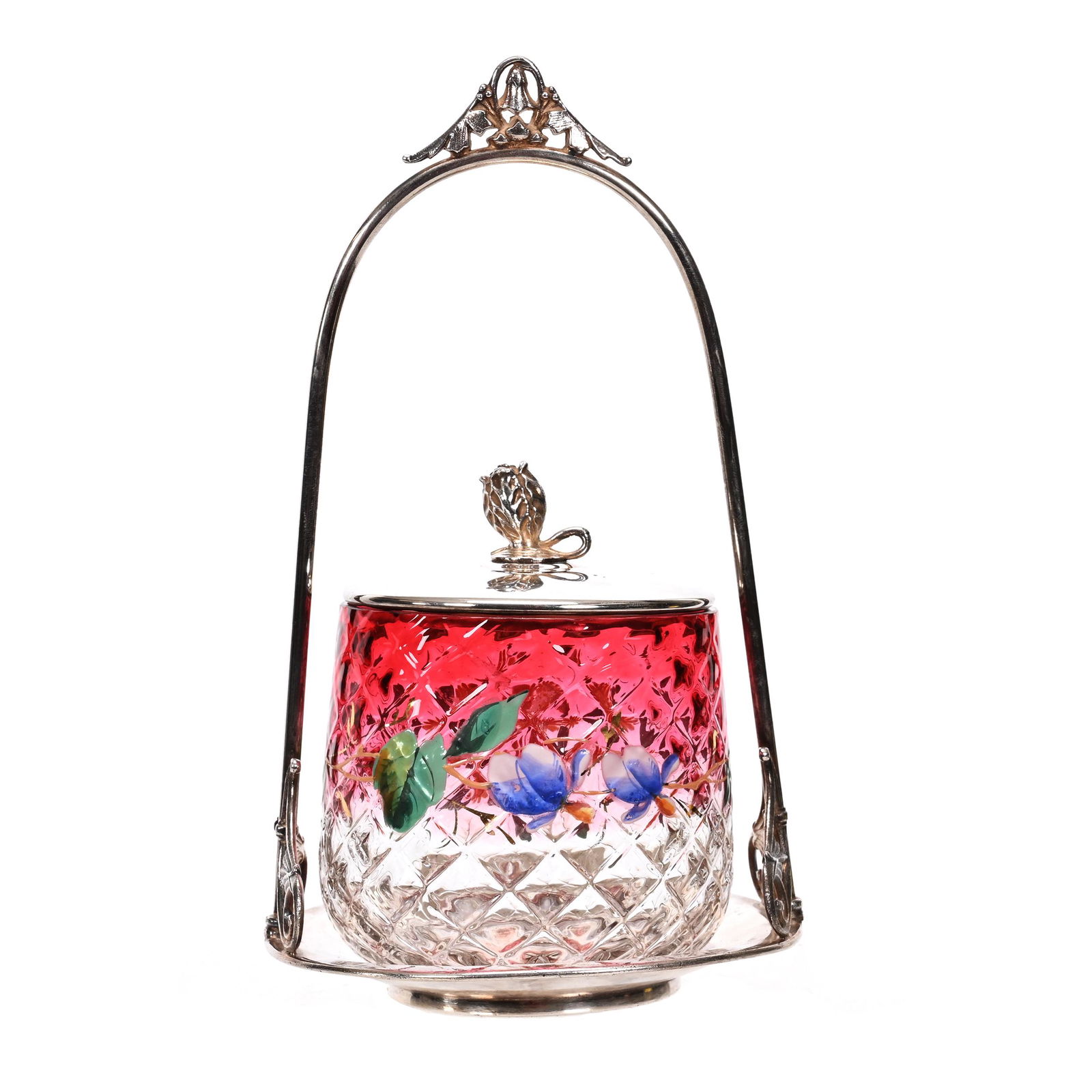 Victorian Pickle Castor, Rubina Art Glass Insert (1 of 4)