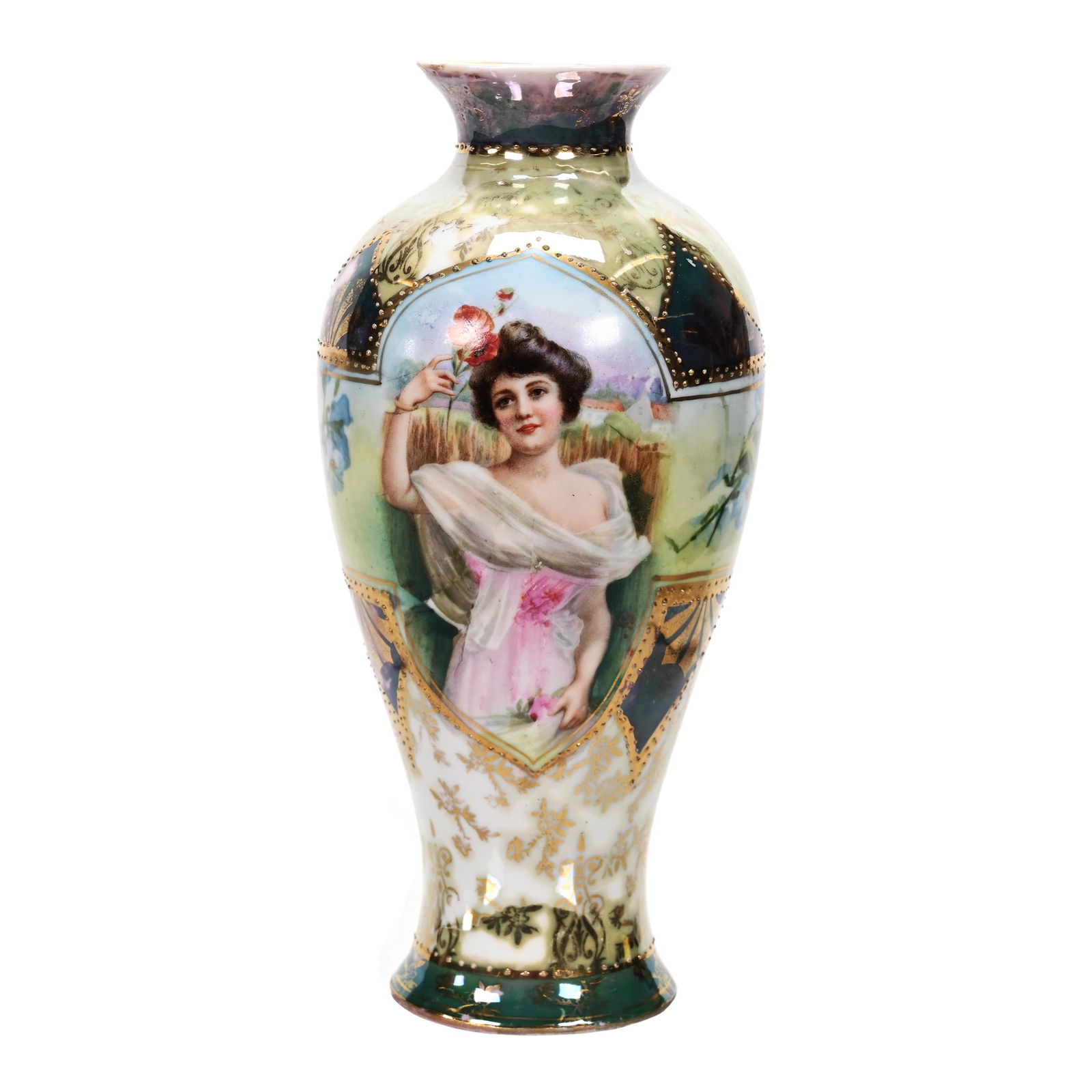 Vase Marked R.S. Prussia, Summer Season Portrait (1 of 3)