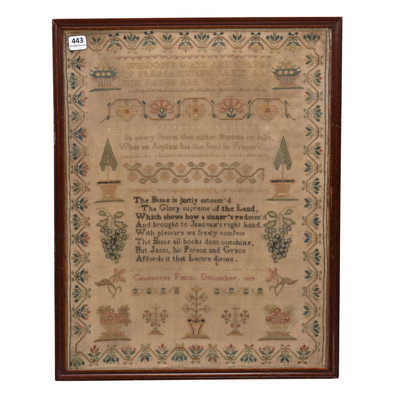 Framed Original Early Sampler Dated 1814 (1 of 3)