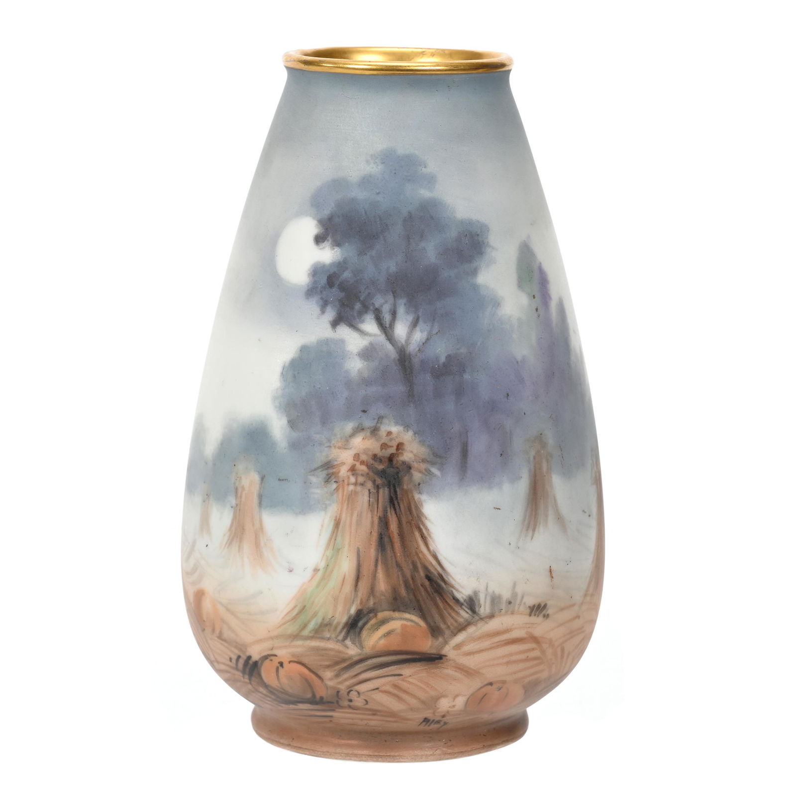 Vase Marked Pickard, Corn Shocks & Pumpkins Vellum (1 of 4)