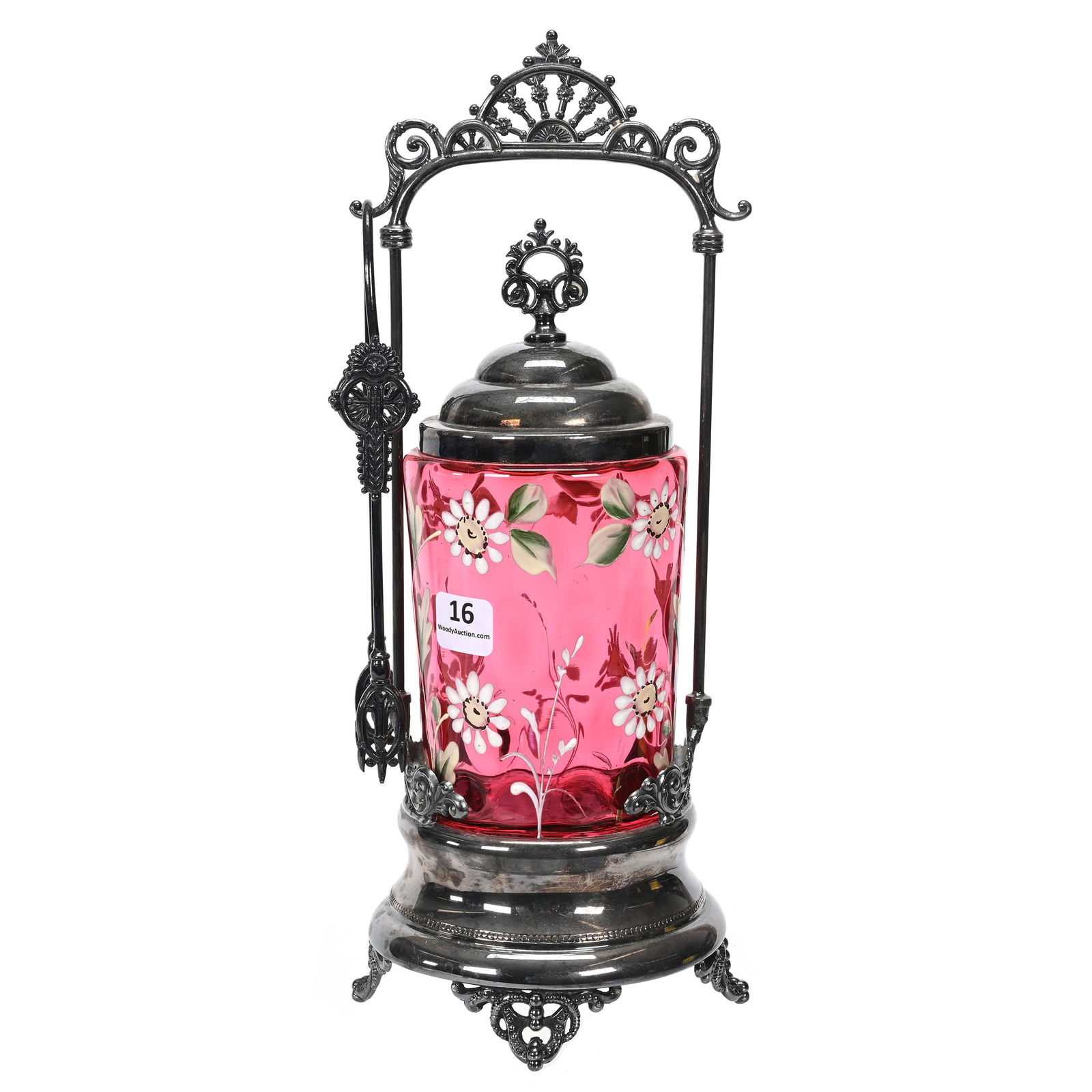 Victorian Pickle Castor, Cranberry Art Glass Insert (1 of 4)