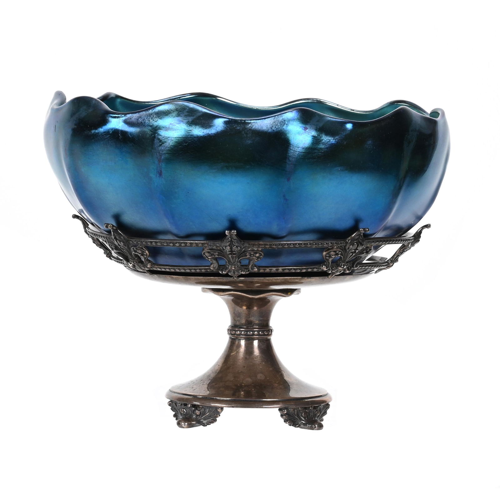 Pedestal Bowl Signed L.C.T. Favrile Art Glass (1 of 4)