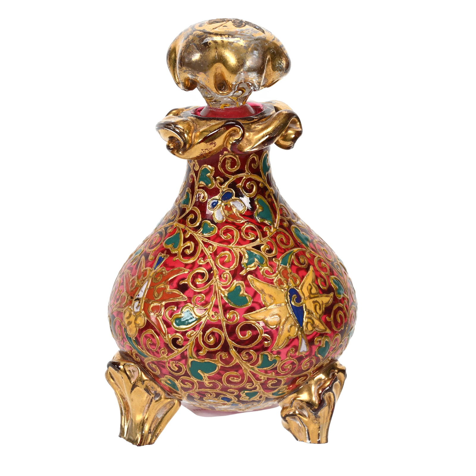 Perfume, Footed, Unmarked Moser Style (1 of 3)