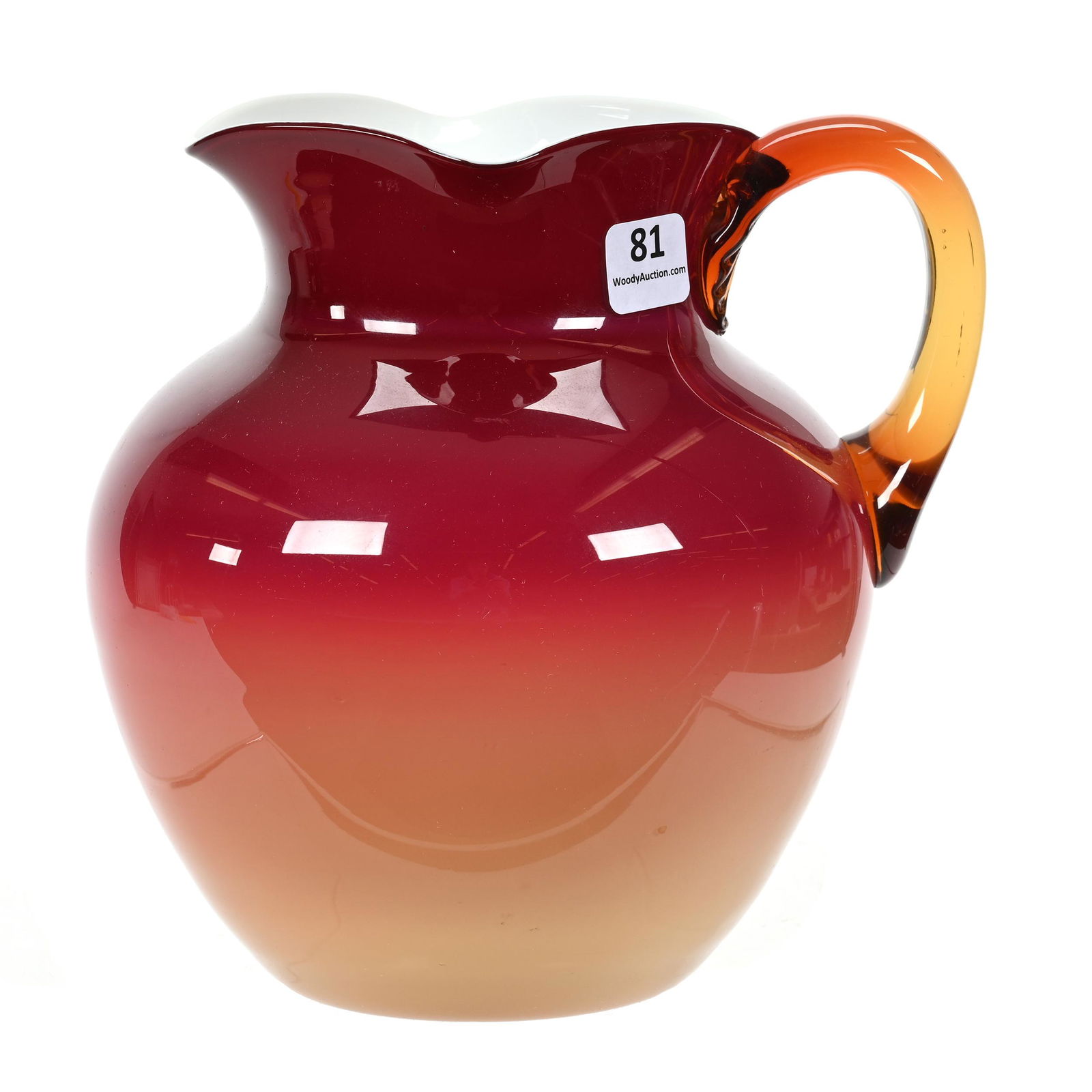 Water Pitcher, Wheeling Peachblow Art Glass (1 of 3)