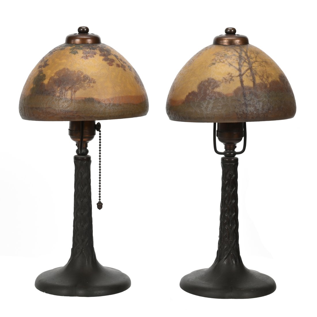 Pair Signed Handel #6150 Boudoir Lamps, Original (1 of 12)